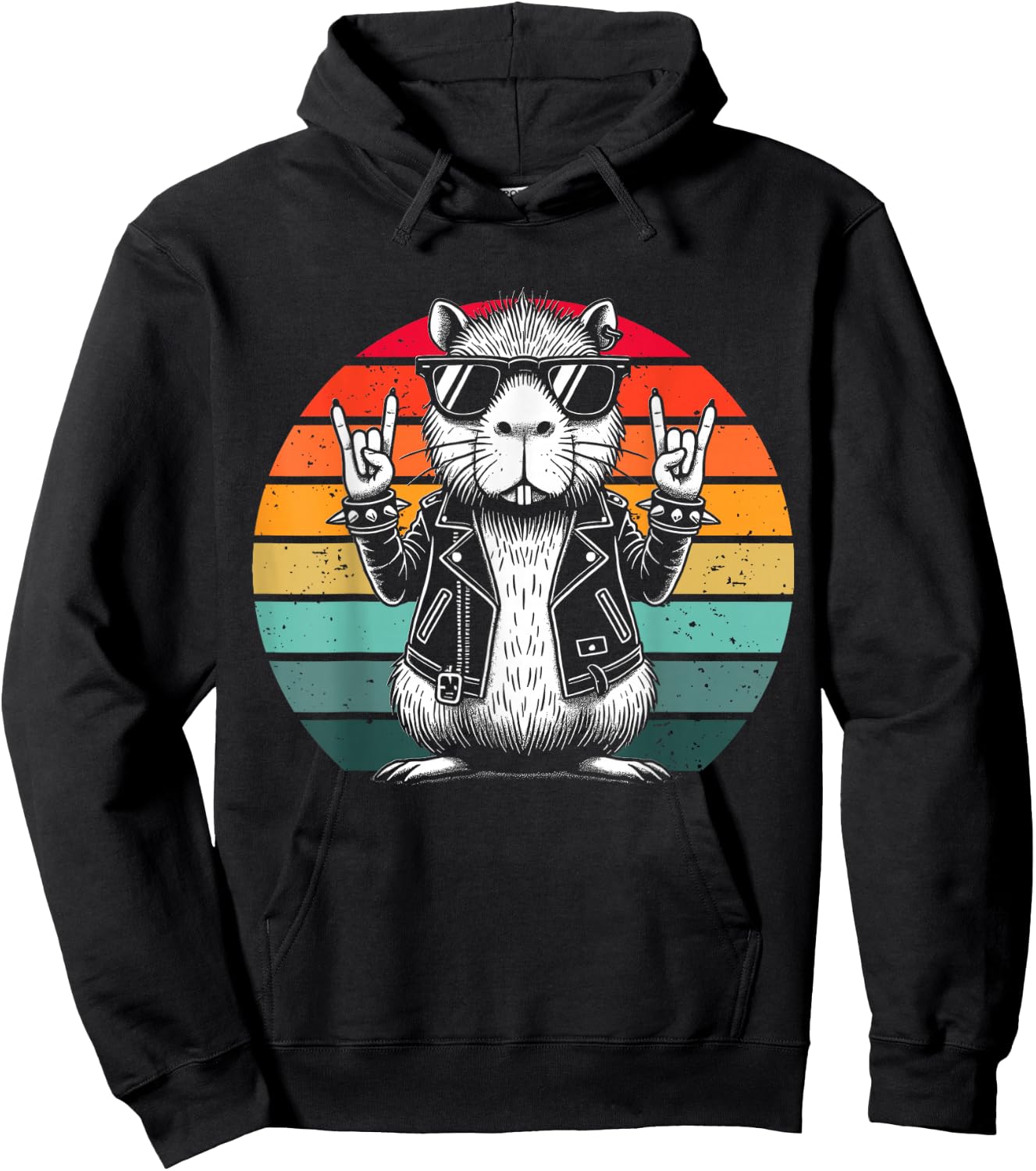 Retro Capybara Rock and Roll Music Men Women Capybara Lovers Hoodie - Hoodie | Black