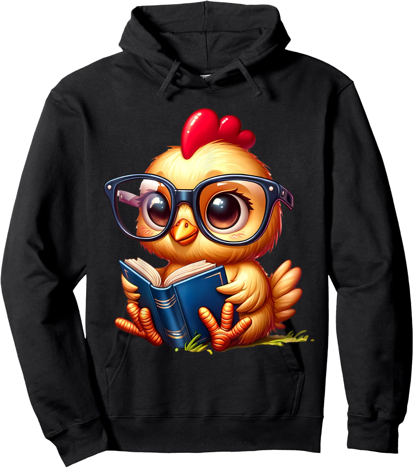 Chicken Reading a Book Farm Animal Chick Hoodie - Hoodie | Black