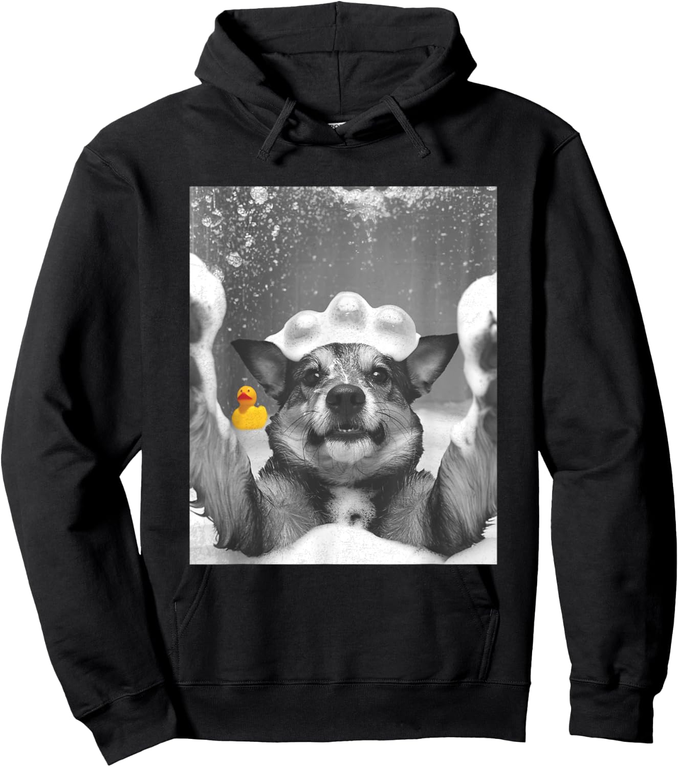 Dog Selfie in Bathtub Women Kids Hoodie - Hoodie | Black