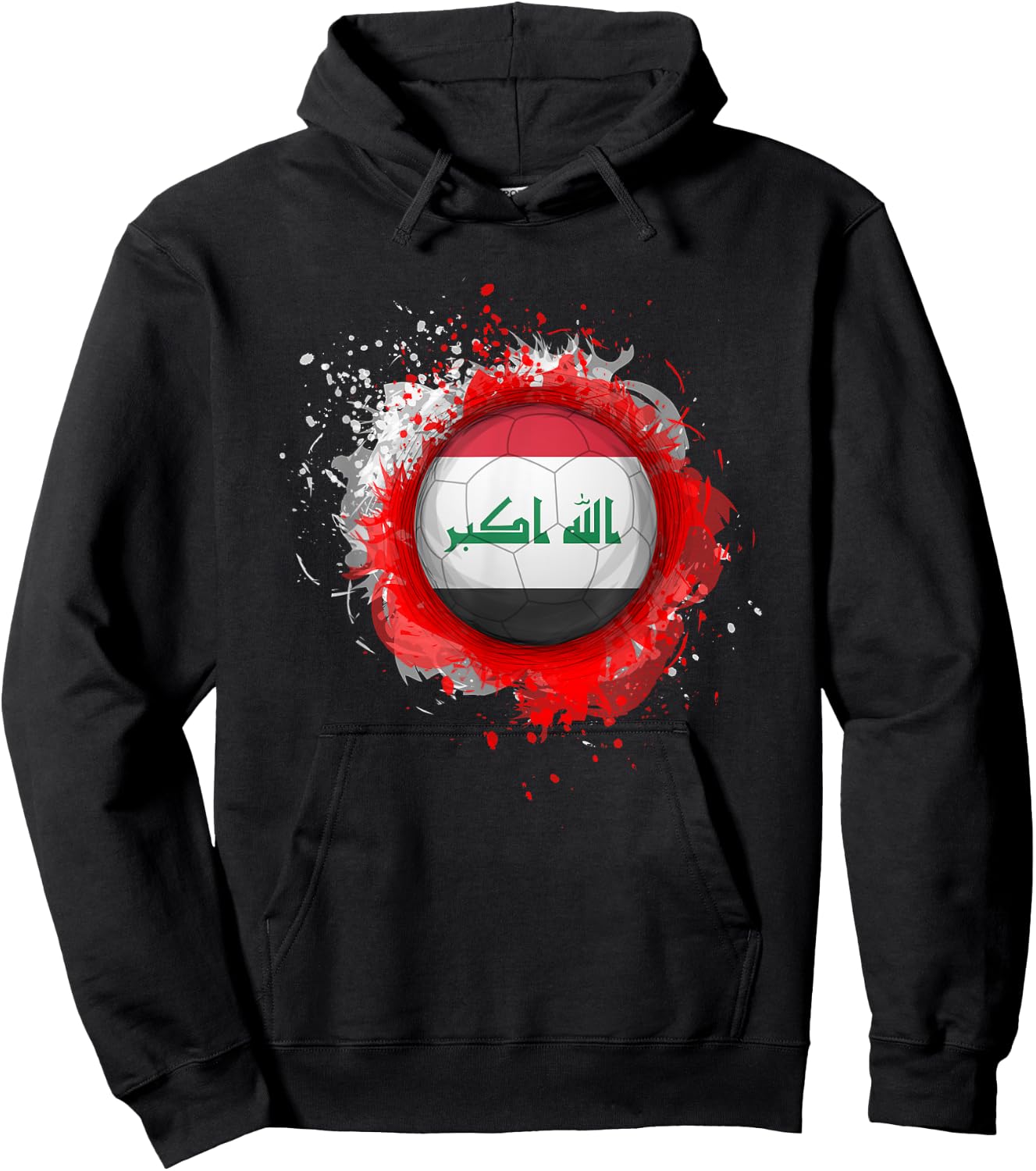 Proud Heritage Iraq Flag Soccer Ball Hoodie - Hoodie | Black