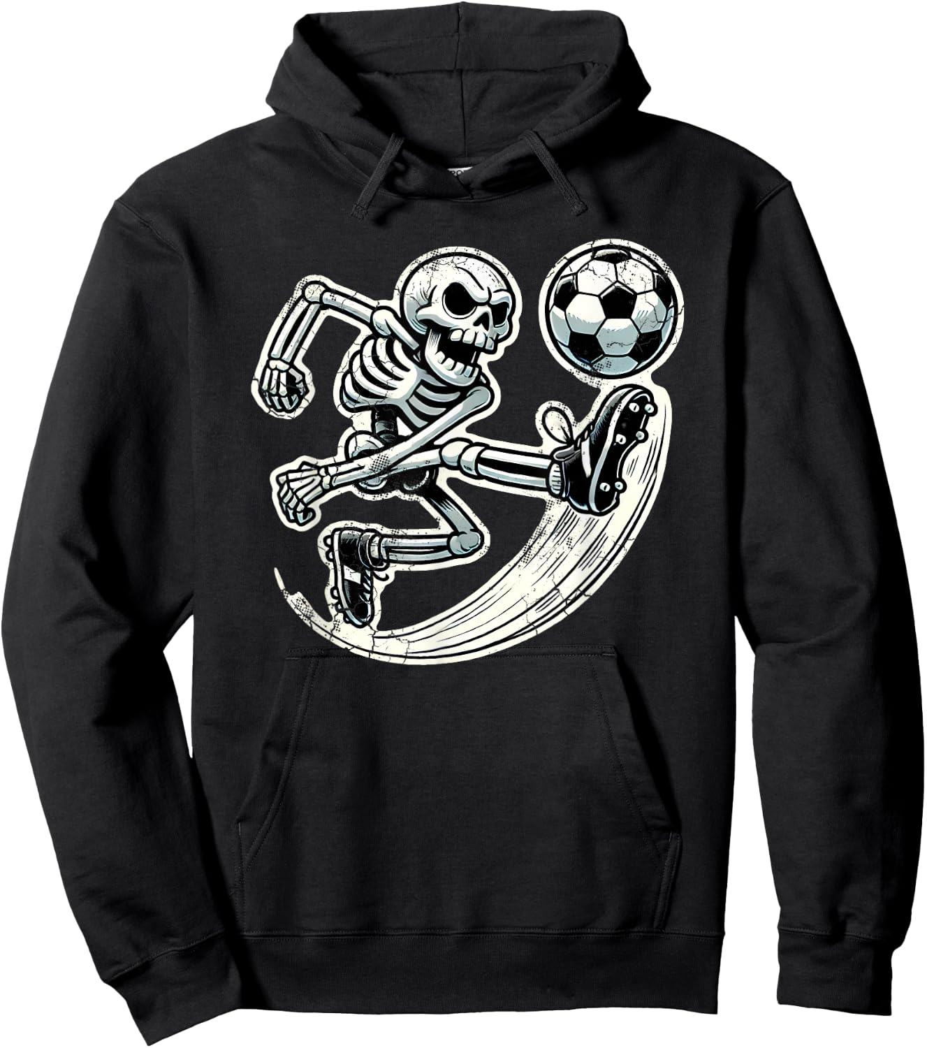 Halloween Skeleton Soccer Player Spooky Kicking Action Hoodie - Hoodie | Black