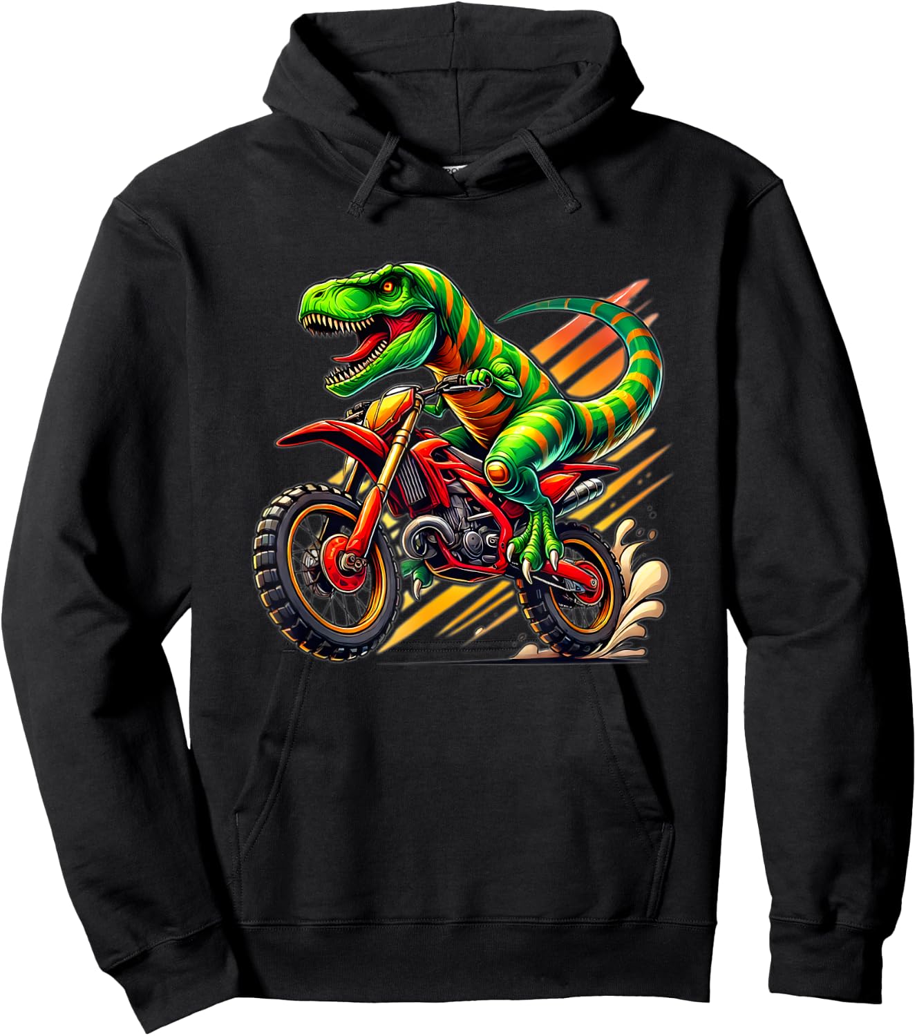 Funny Dirt Bike Boys Kids Dinosaur Motorcycle Riding Hoodie - Hoodie | Black