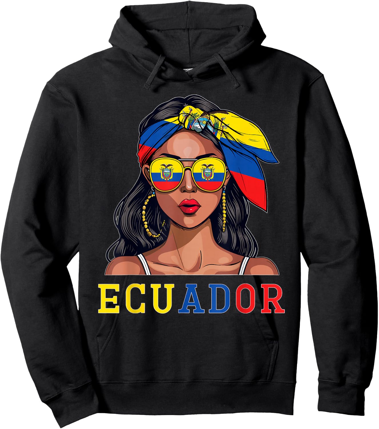 Ecuadorian Souvenirs Products Woman Flag Roots Ecuador Hoodie - Hoodie | Black