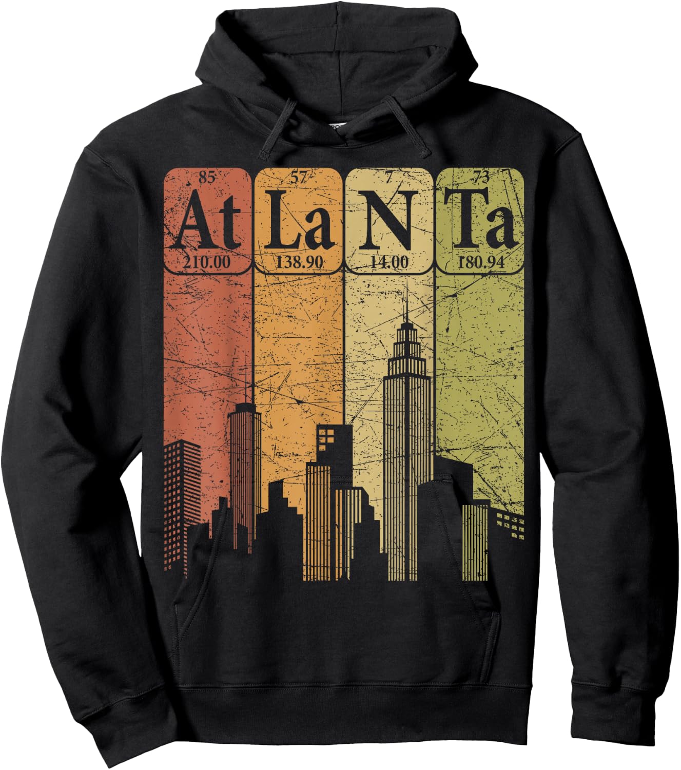 Atlanta Periodic Table Elements Atlanta Skyline Retro Hoodie - Hoodie | Black