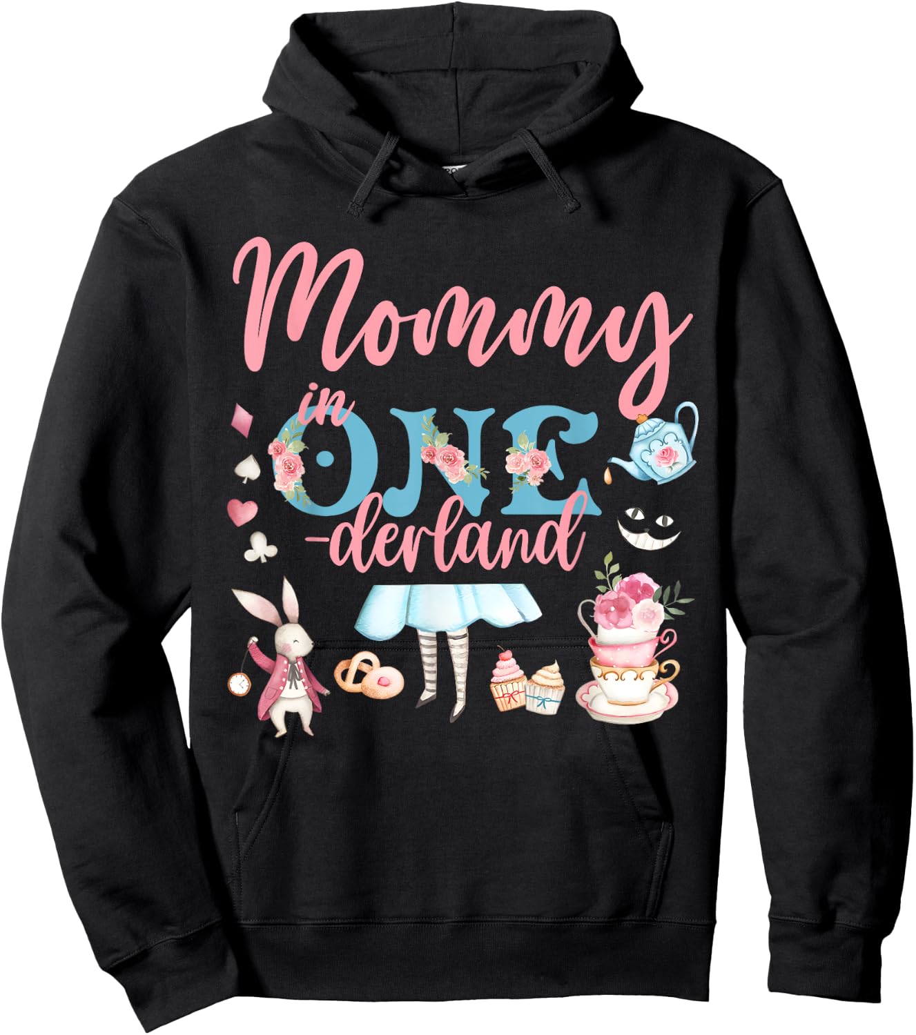 Mommy Of The Birthday Girl - Mommy In Onderland Family Hoodie - Hoodie | Black