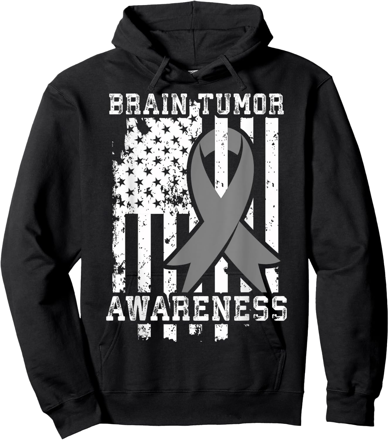 American Flag Shirt Gift Brain Tumor Patients Hoodie - Hoodie | Black