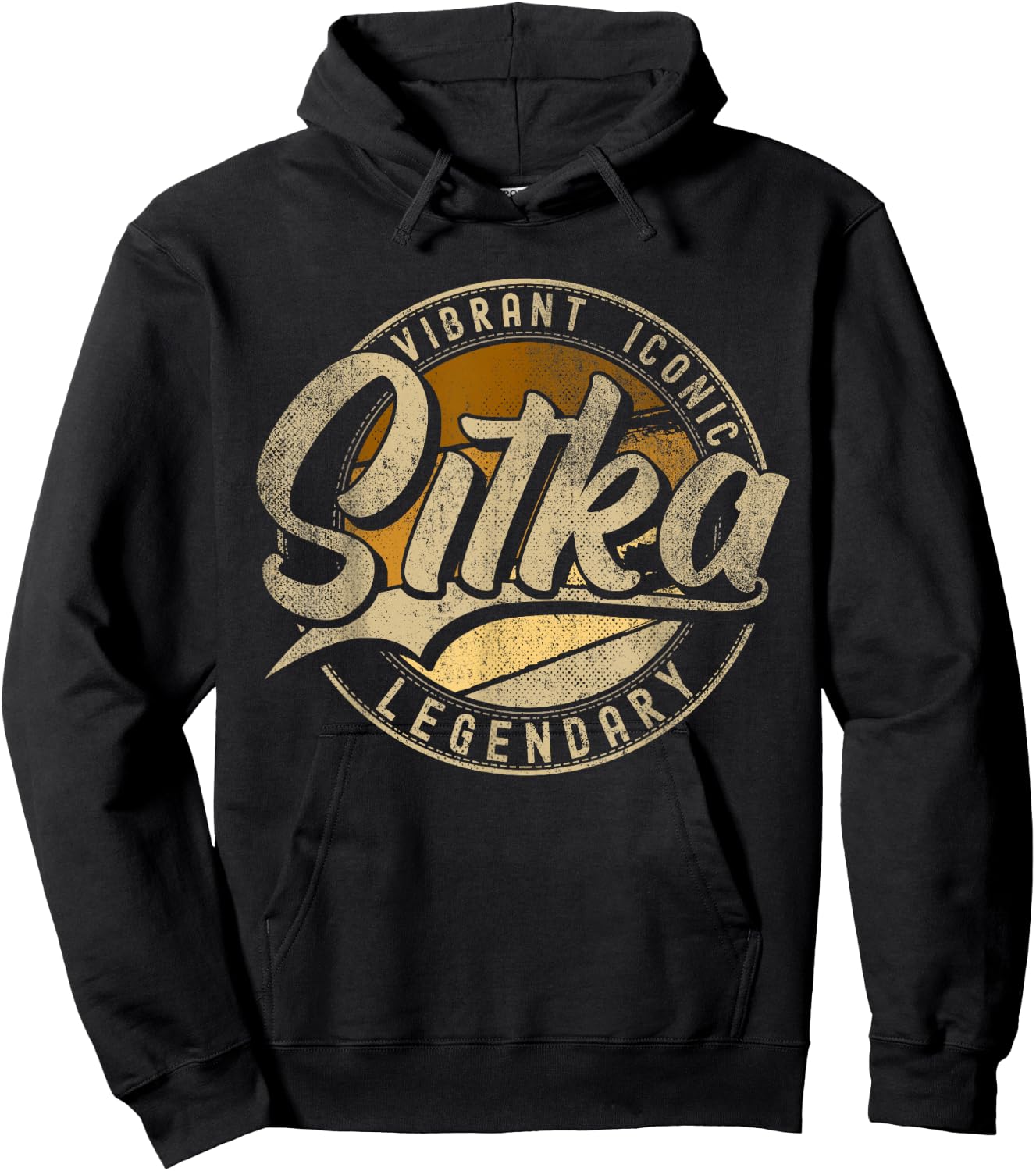 Sitka AK | Alaska | Vintage Distressed Hoodie - Hoodie | Black