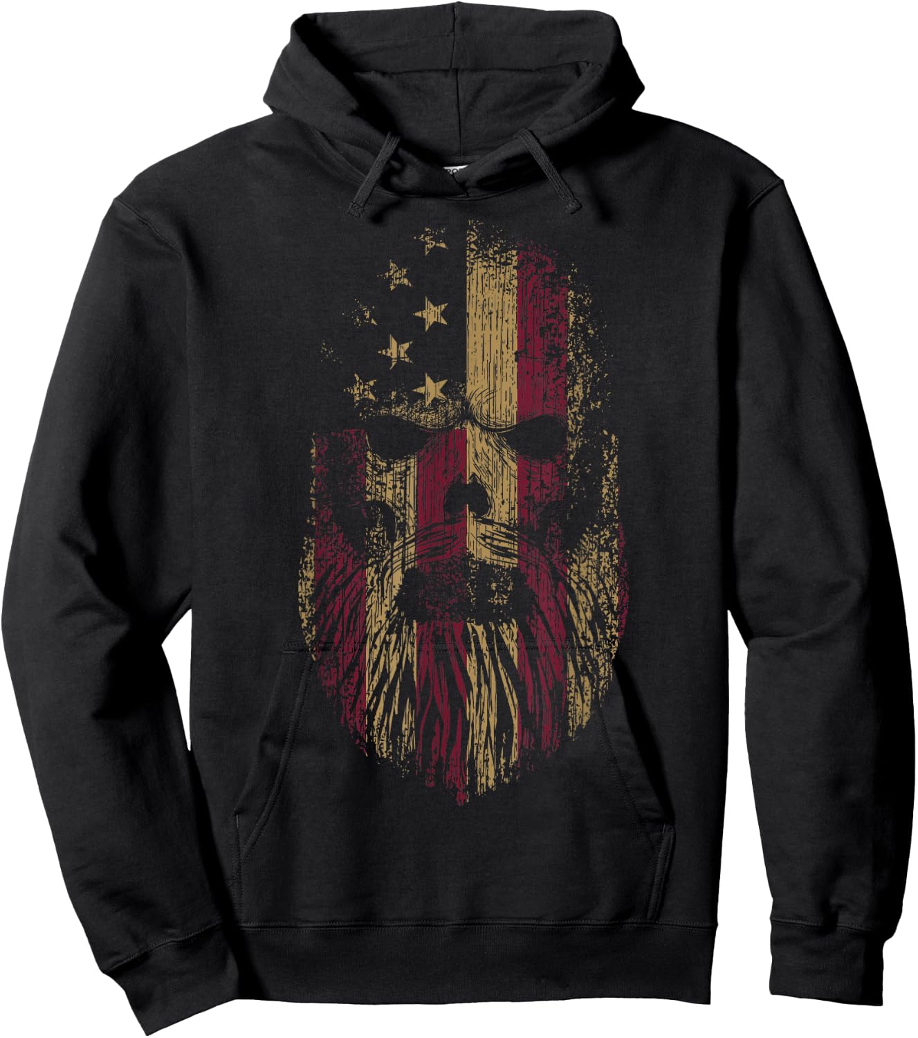 American Beard Skull Cool USA Flag With Punk Skeleton Skull Hoodie - Hoodie | Black