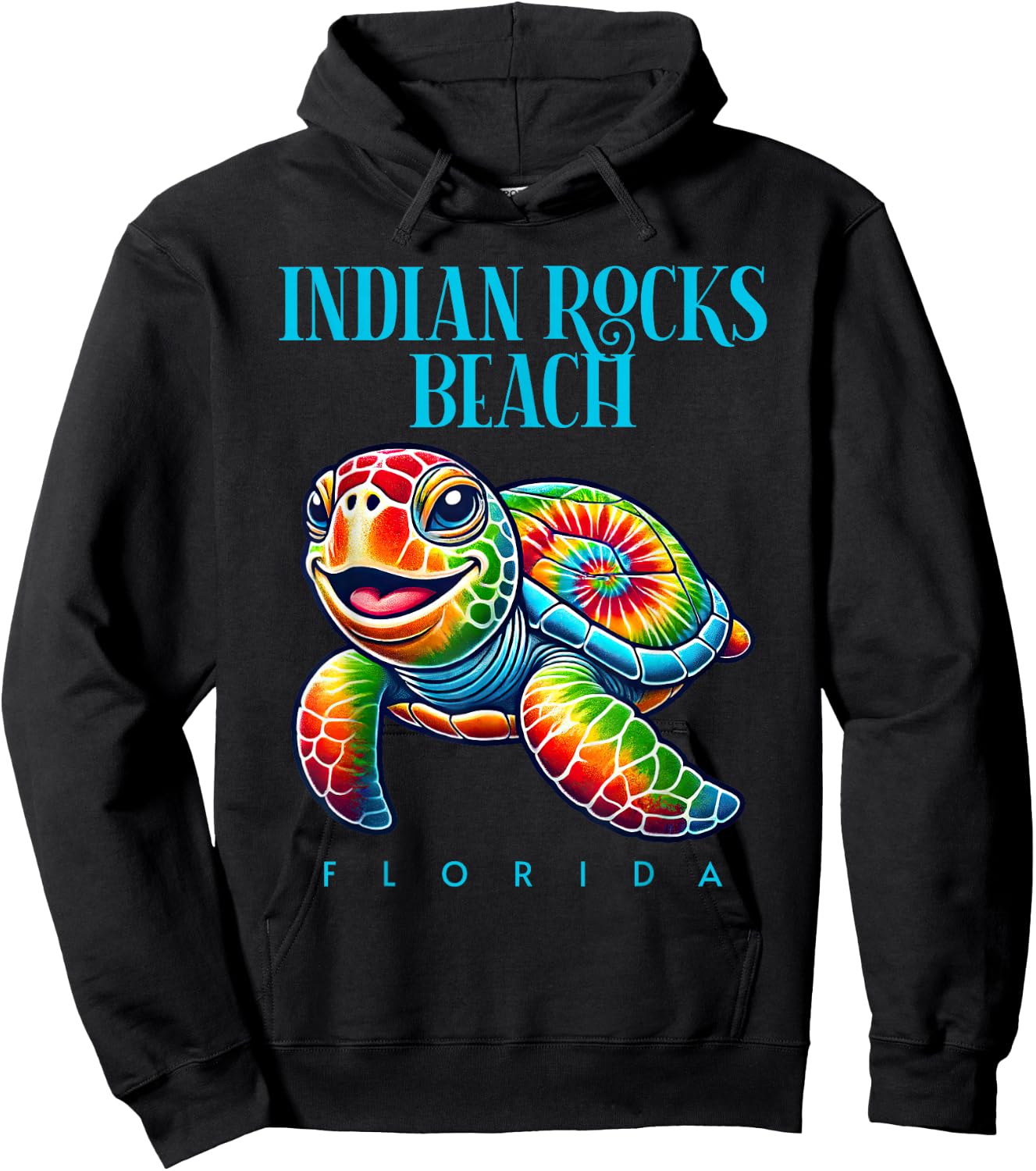 Indian Rocks Beach Florida Smiling Tie Dye Sea Turtle Hoodie - Hoodie | Black