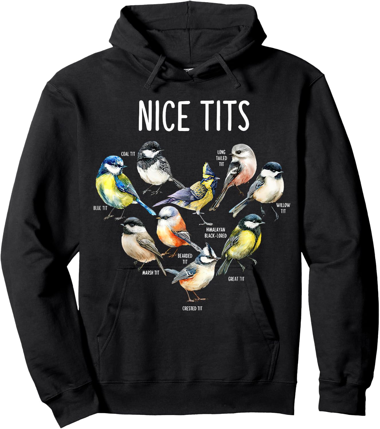 Retro Funny Nice Tits Birds Birdwatcher Bird Watching Humor Hoodie - Hoodie | Black