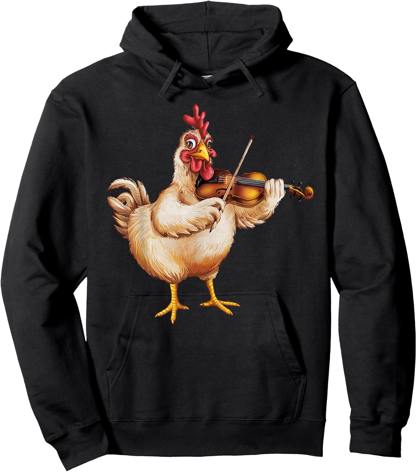 Funny Musician Violinist Cute Chicken Playing Violin Hoodie - Hoodie | Black