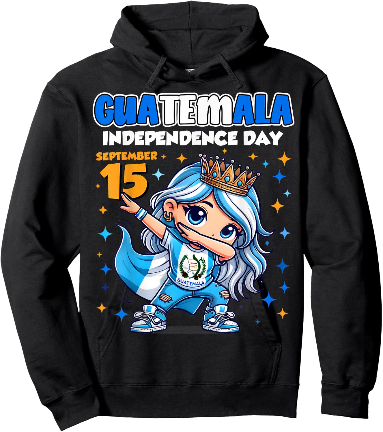 Guatemala Independence Day September 15 Celebration girls Hoodie - Hoodie | Black