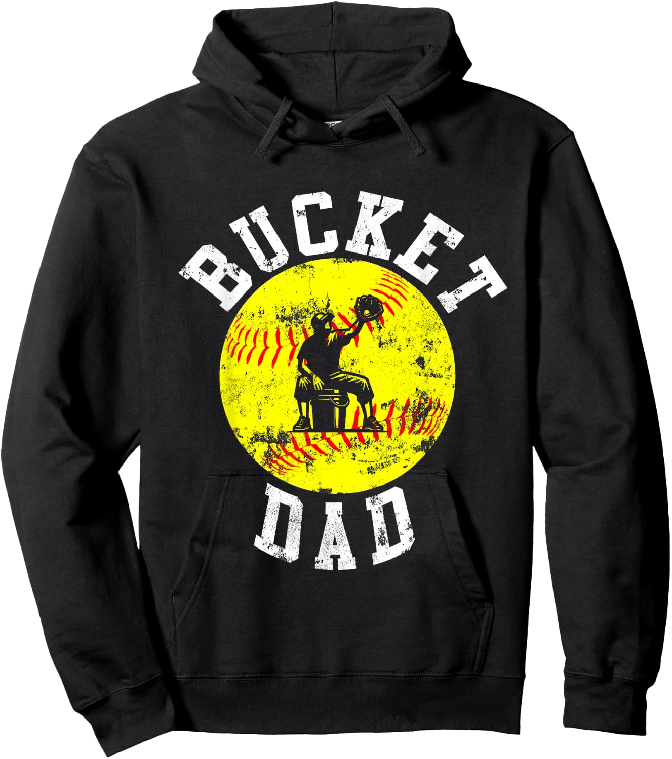 Bucket Dad Softball Dad Baseball Funny Father's Coach Hoodie - Hoodie | Black