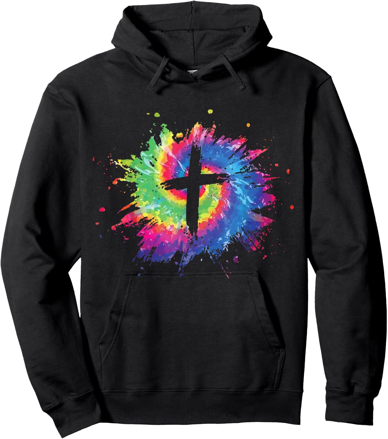 Tie Dye Cross God Jesus Faith Hippie Christian Men Women Hoodie - Hoodie | Black