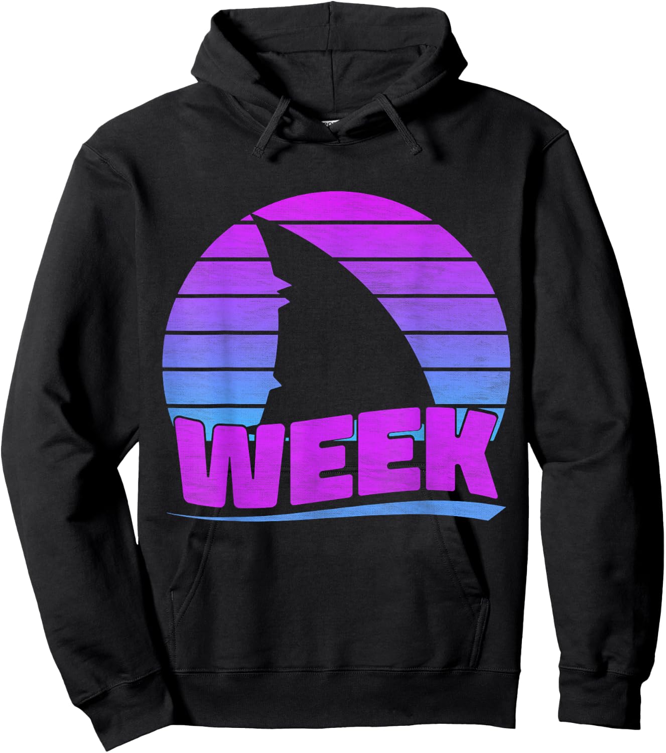 2025 Week Retro Shark Fin Lover Sea Ocean Animal Summer Trip Men Women Kids Hoodie - Hoodie | Black