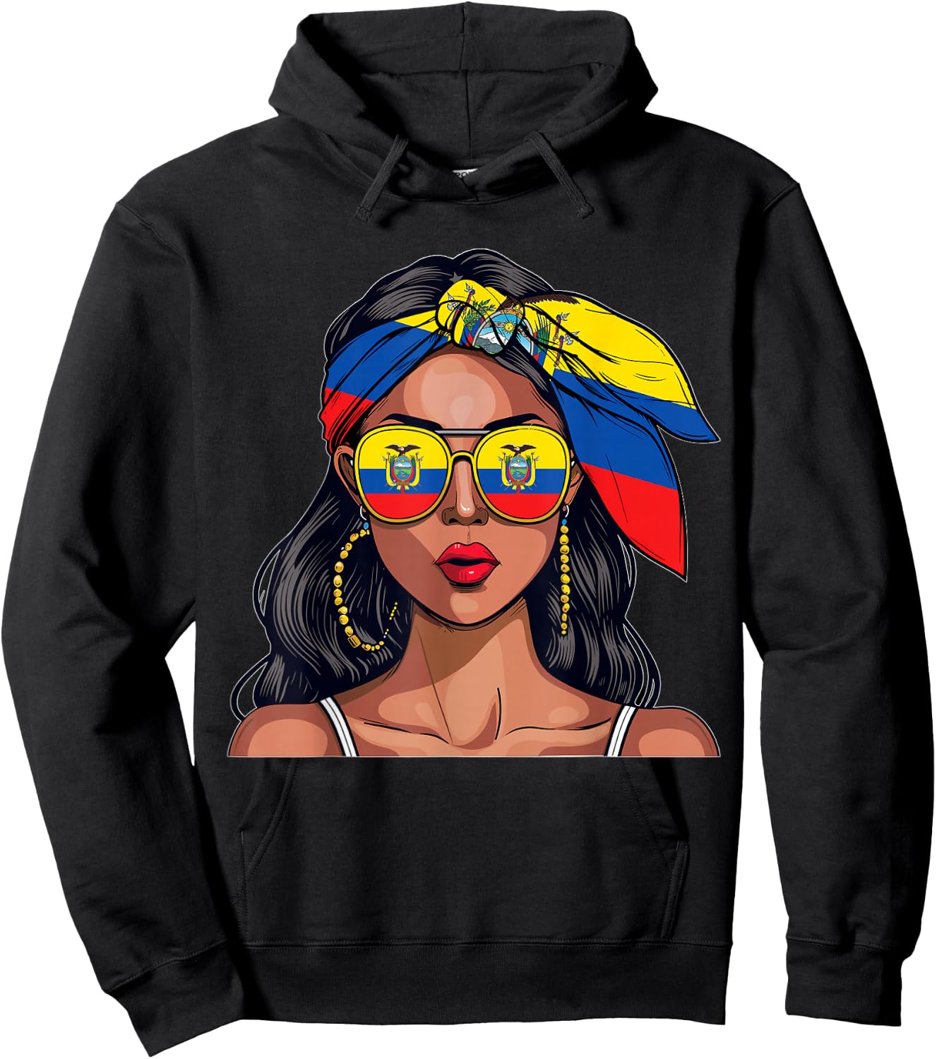 Ecuadorian Souvenirs Products Woman Flag Uniform Ecuador Hoodie - Hoodie | Black