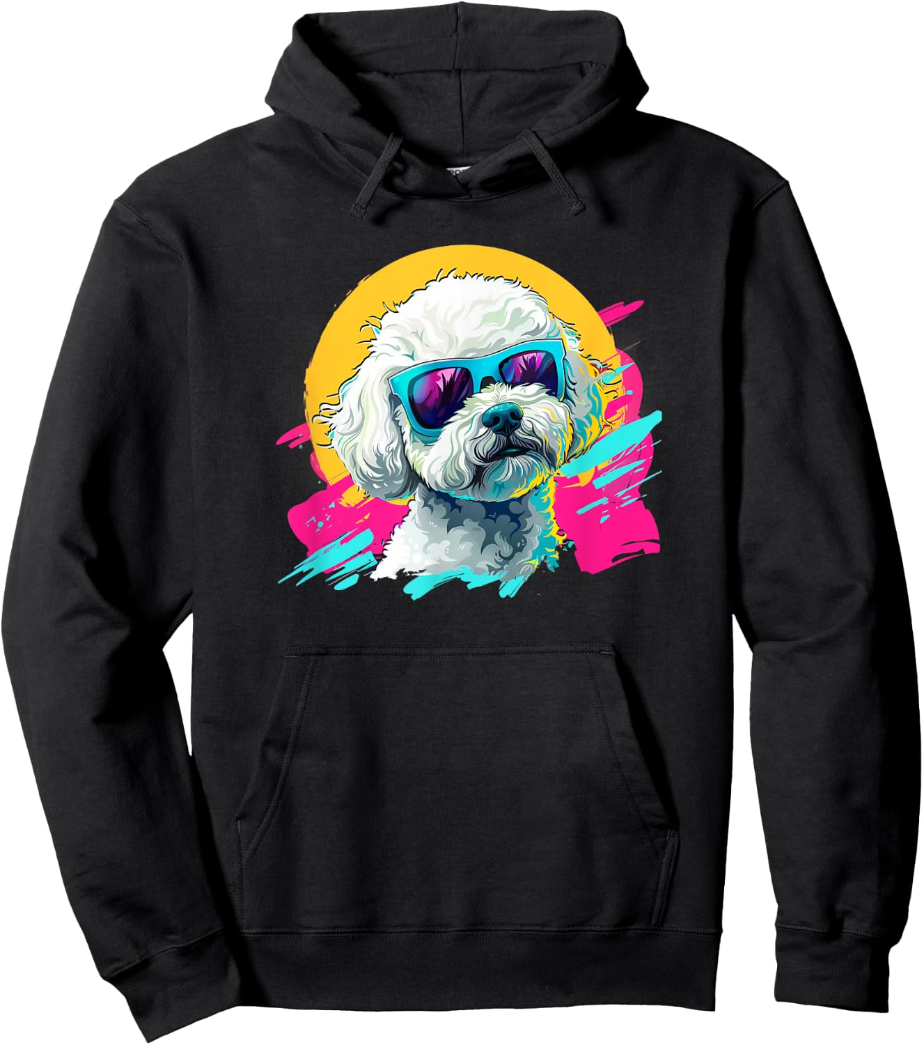 Kids 80s Bright Retro Vintage Bichon Frise Lover Hoodie - Hoodie | Black