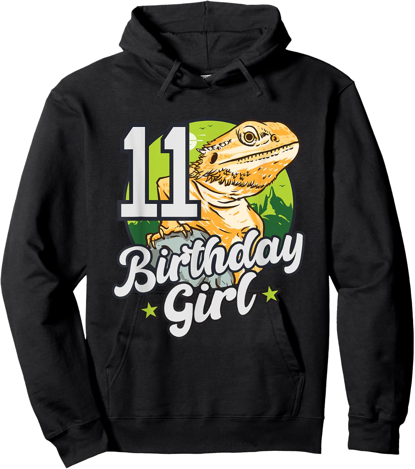 Lizard Birthday 11 Bearded Dragon 11 Year Old Girl Hoodie - Hoodie | Black