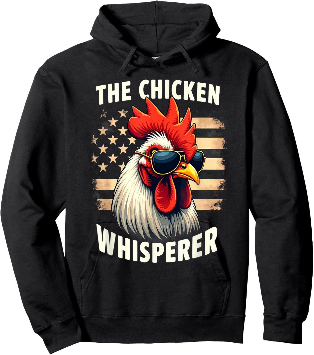 Farmer US Flag Chicken Whisperer Rooster Hoodie - Hoodie | Black