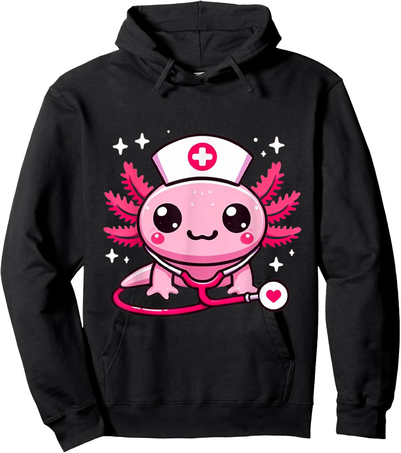 Thanksgiving Scrub Tops Women Axolotls Nurse Holiday Nursing Hoodie - Hoodie | Black