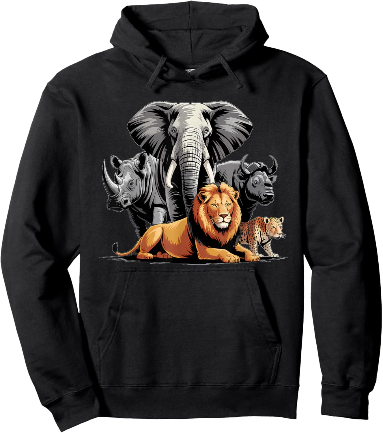 Big 5 Wildlife South Africa Safari Hoodie - Hoodie | Black