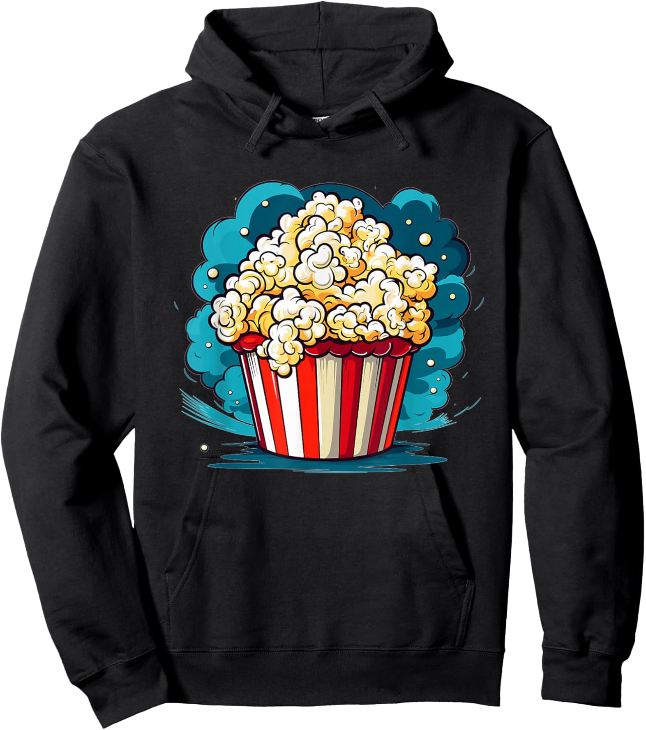 Popcorn Explosion Cartoon Movie Time Hoodie - Hoodie | Black