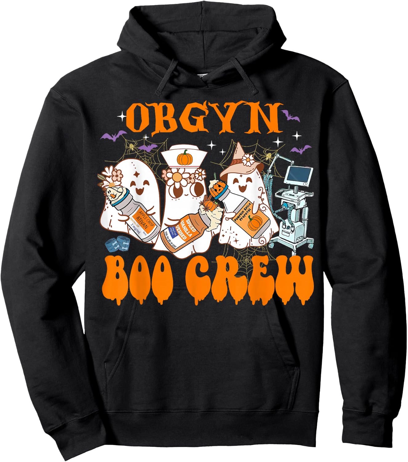 Obgyn Nurse Halloween Anesthetist Boo Crew Squad Hoodie - Hoodie | Black