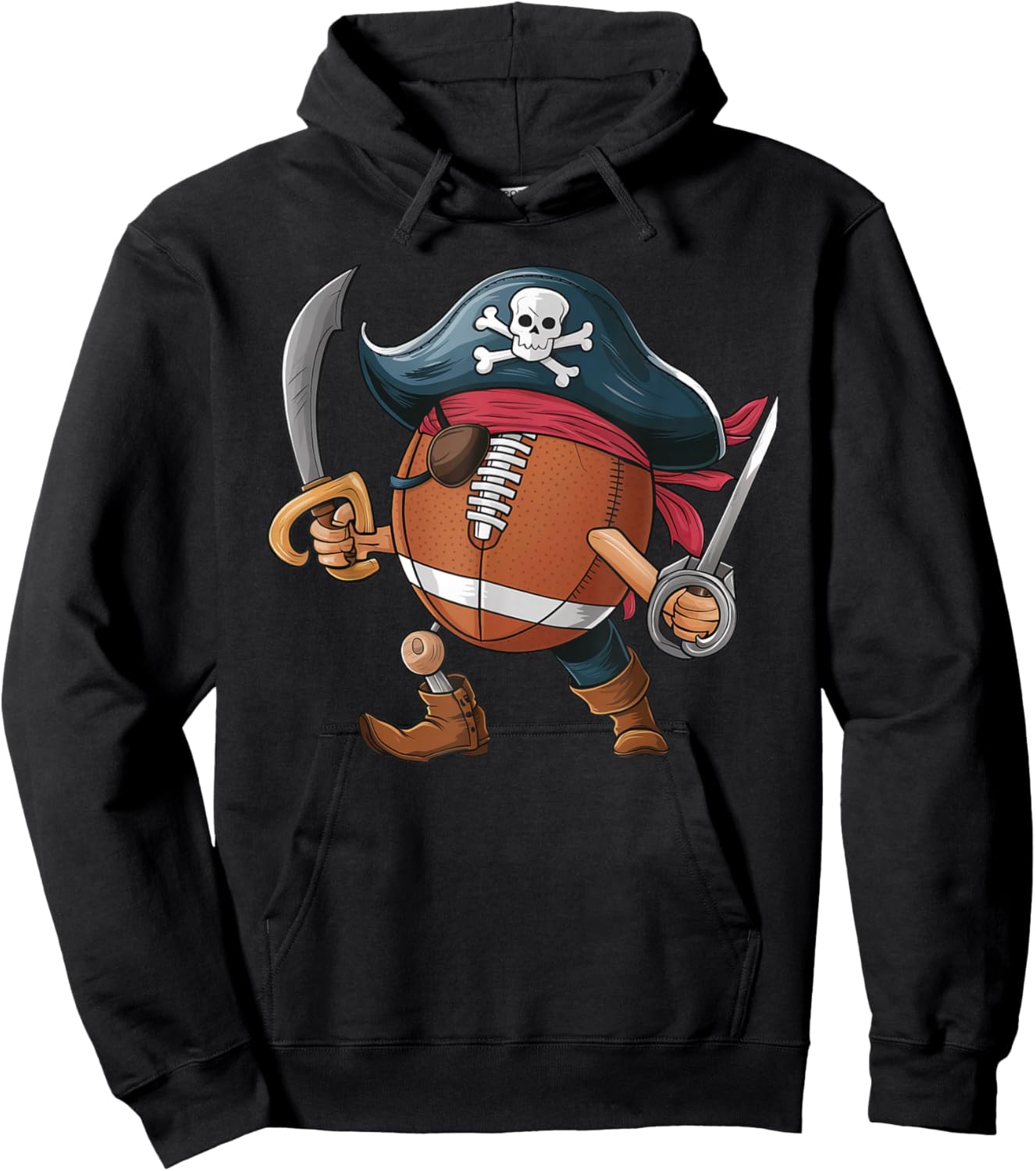 Funny Football Pirate Halloween Kids Football Hoodie - Hoodie | Black