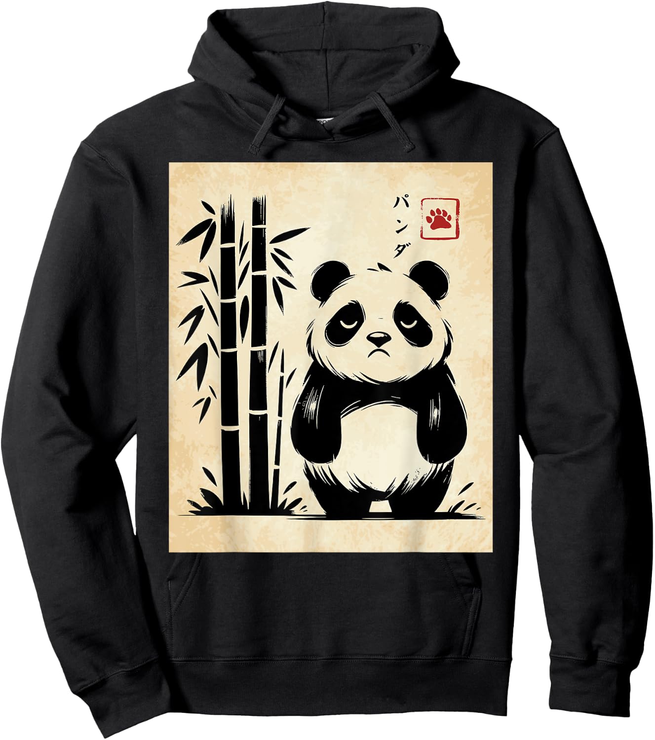 Kawaii Panda Ink Japanese Streetwear Novelty Funny Panda Hoodie - Hoodie | Black