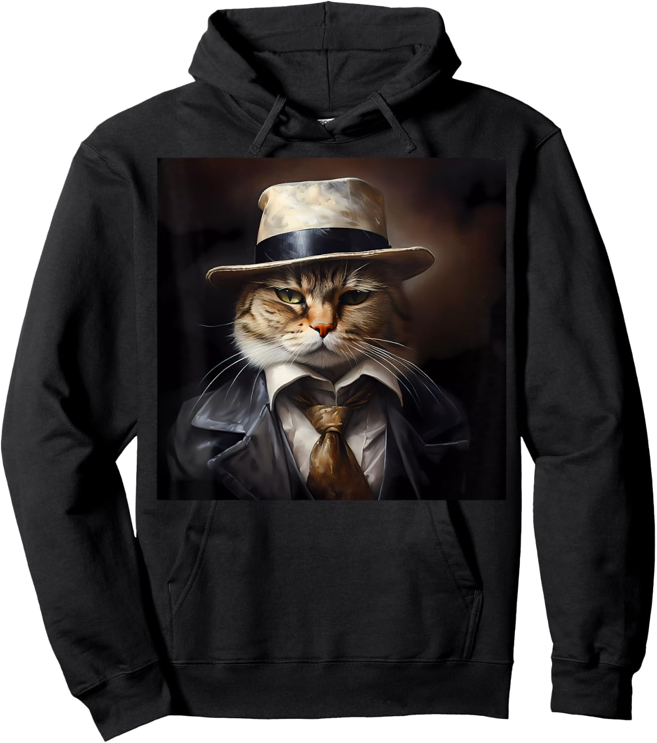 Funny Cat Gangster Mafia Meme for Kitten Parents Adults Kids Hoodie - Hoodie | Black