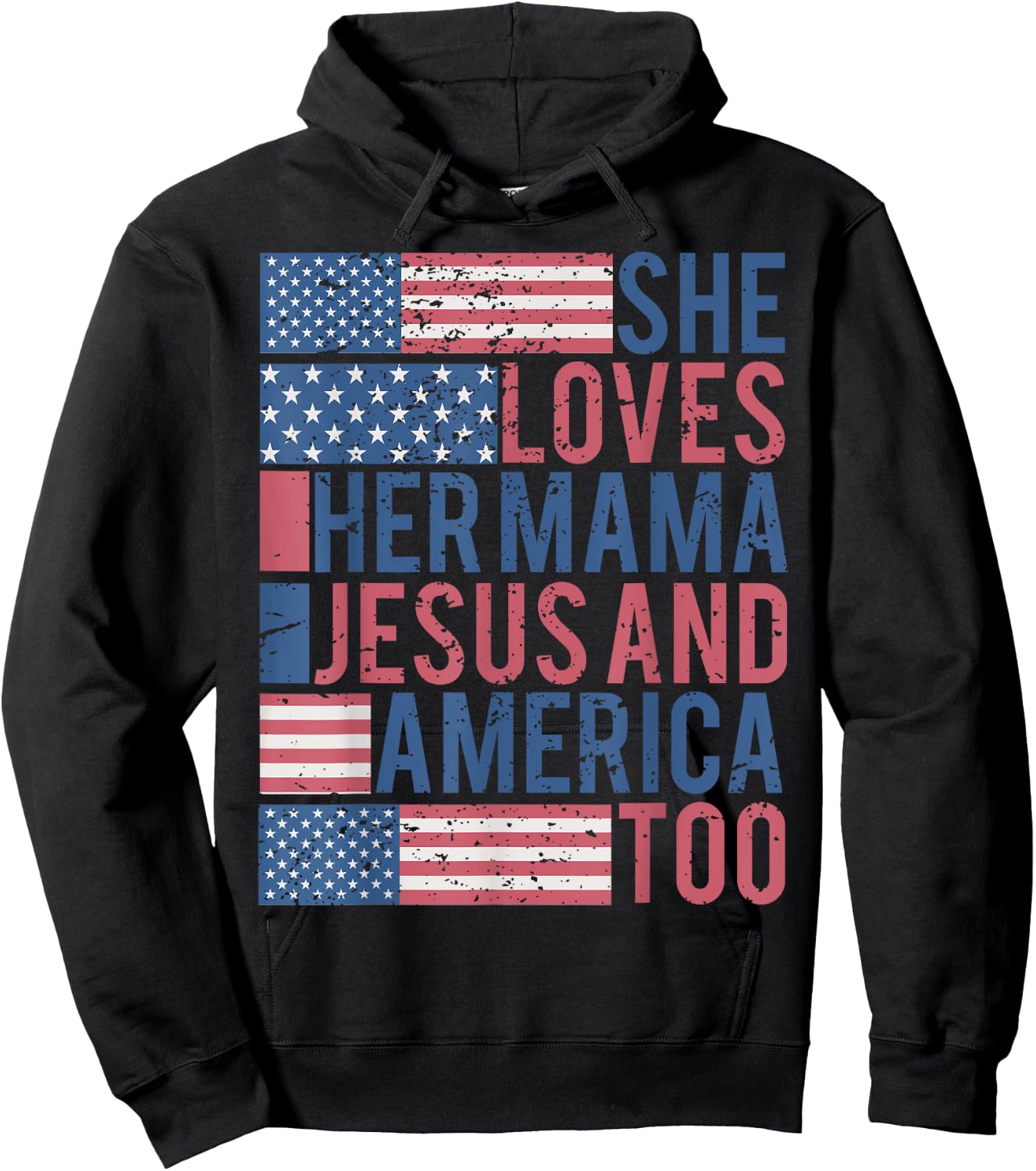 She's A Good Girl Loves Her Mama Jesus & America Too Hoodie - Hoodie | Black