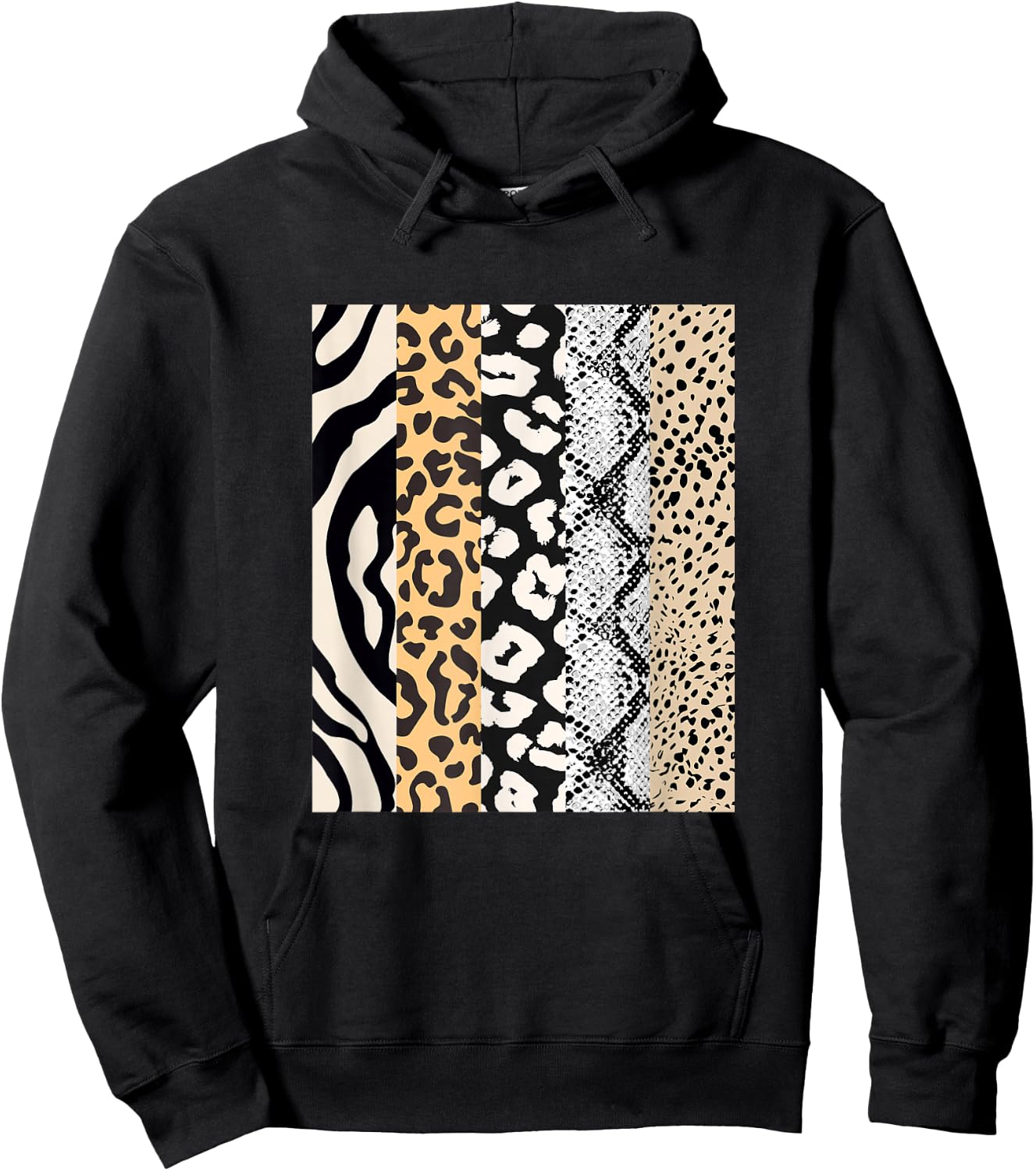 Animal Print Stripes Leopard Cheetah Zebra Tiger Graphic Hoodie - Hoodie | Black