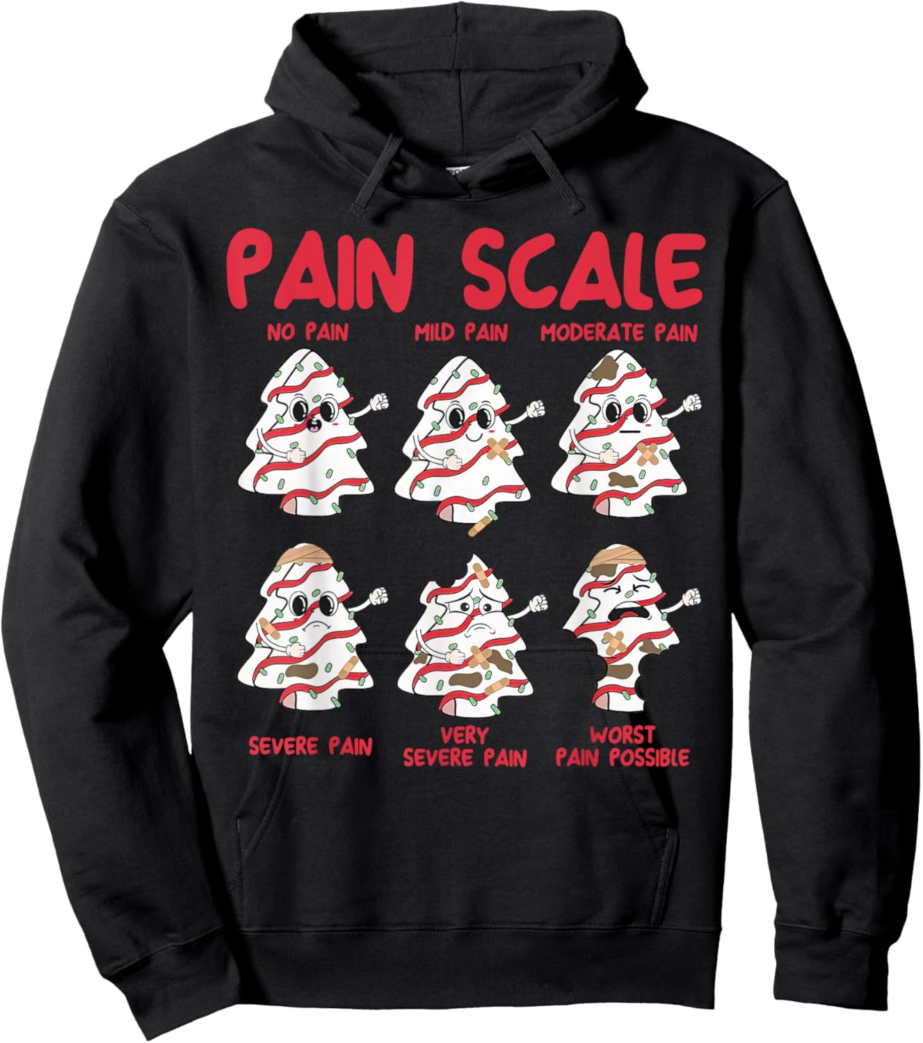 Pain Scale Christmas Tree Cake Nurse Christmas School Nurse Hoodie - Hoodie | Black