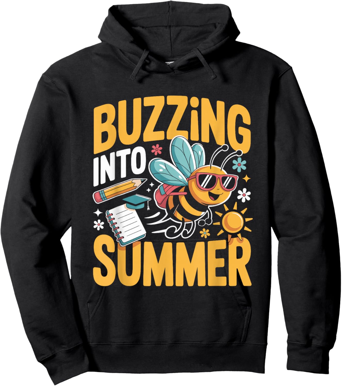 Buzzing Into Summer Cute Bee Teacher Student End of School Hoodie - Hoodie | Black