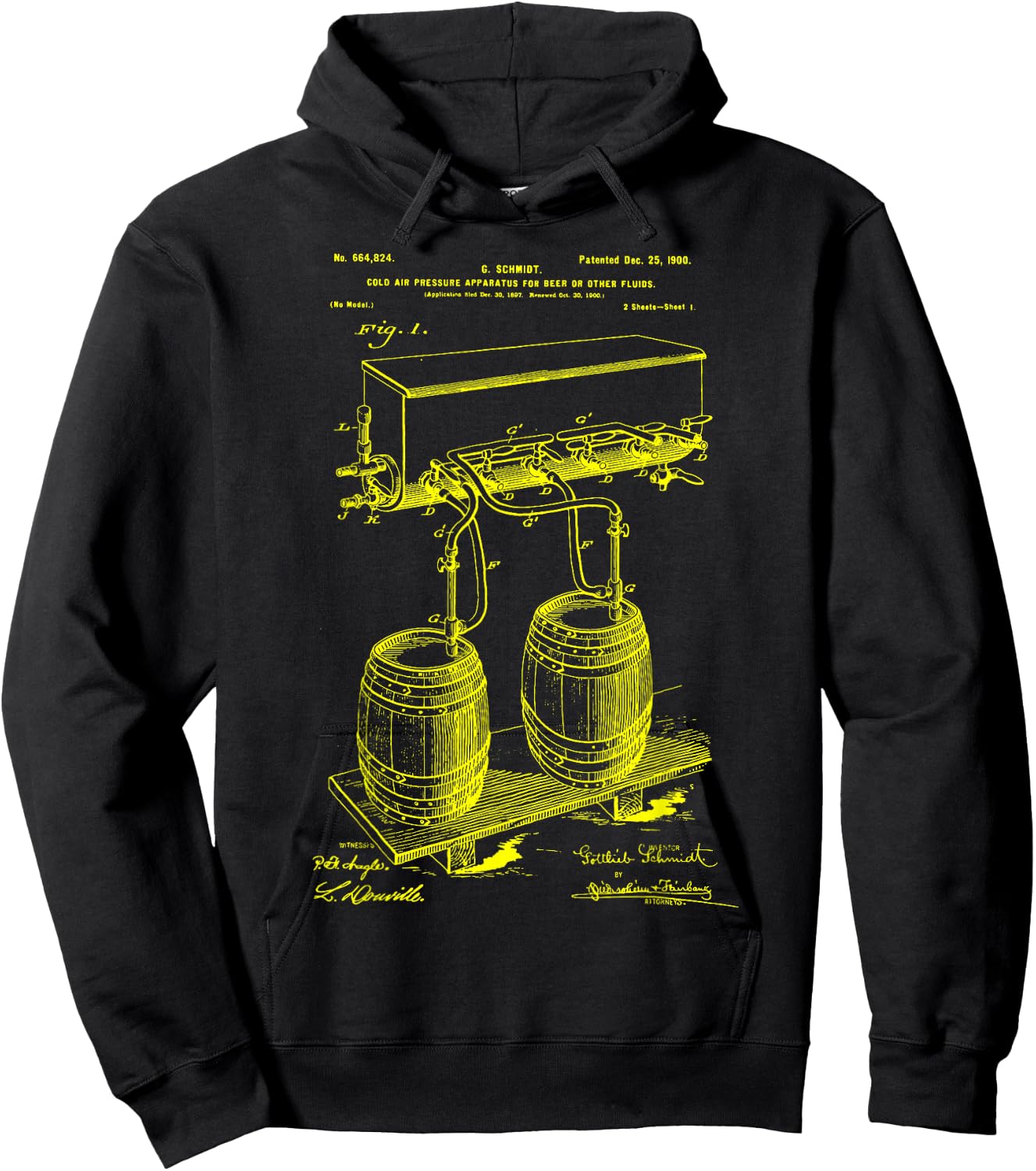 Craft Beer Brewing Classic Vintage Patent Brewery Brewer Hoodie - Hoodie | Black