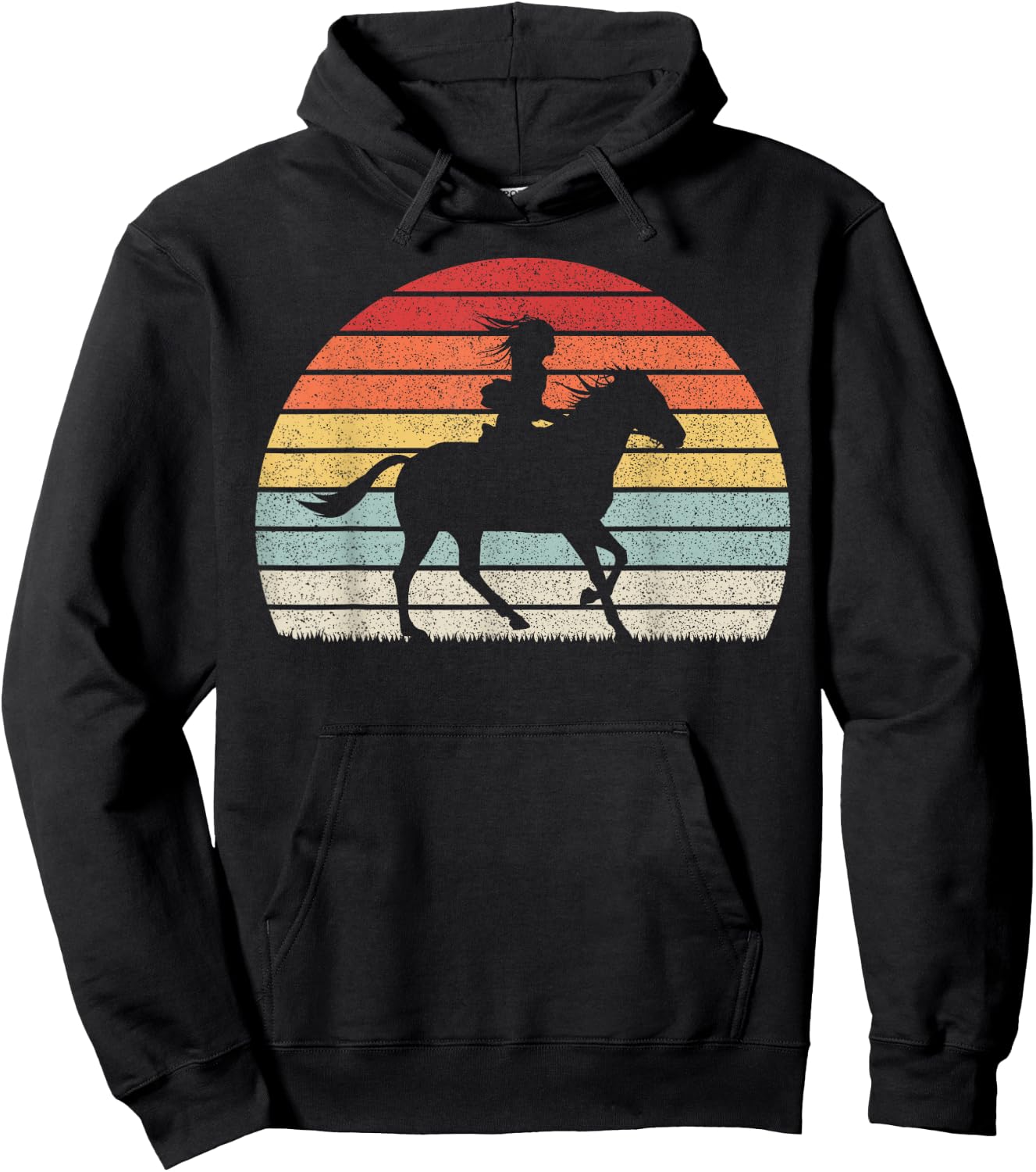 Retro Vintage Girl Horse Riding Hoodie - Hoodie | Black