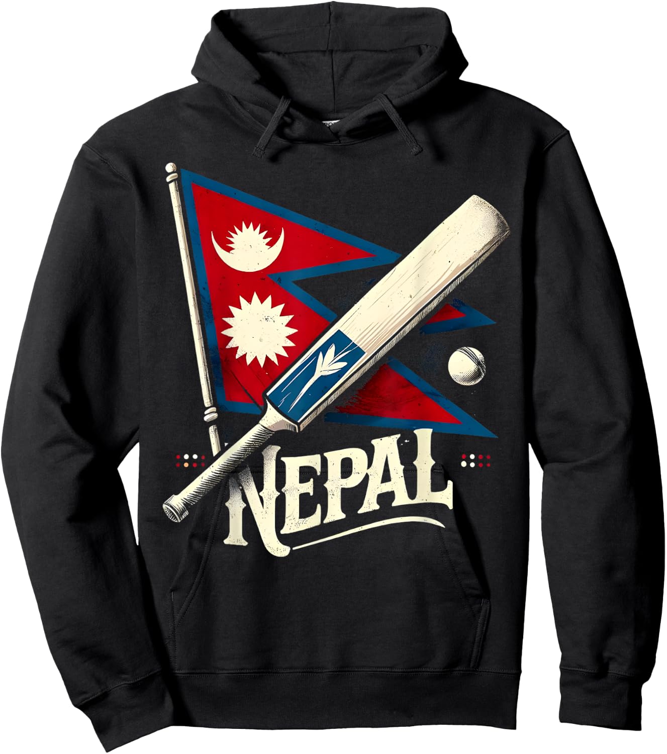 Nepal Cricket Jersey 2024, Cricket Flag of Nepal Team Hoodie - Hoodie | Black