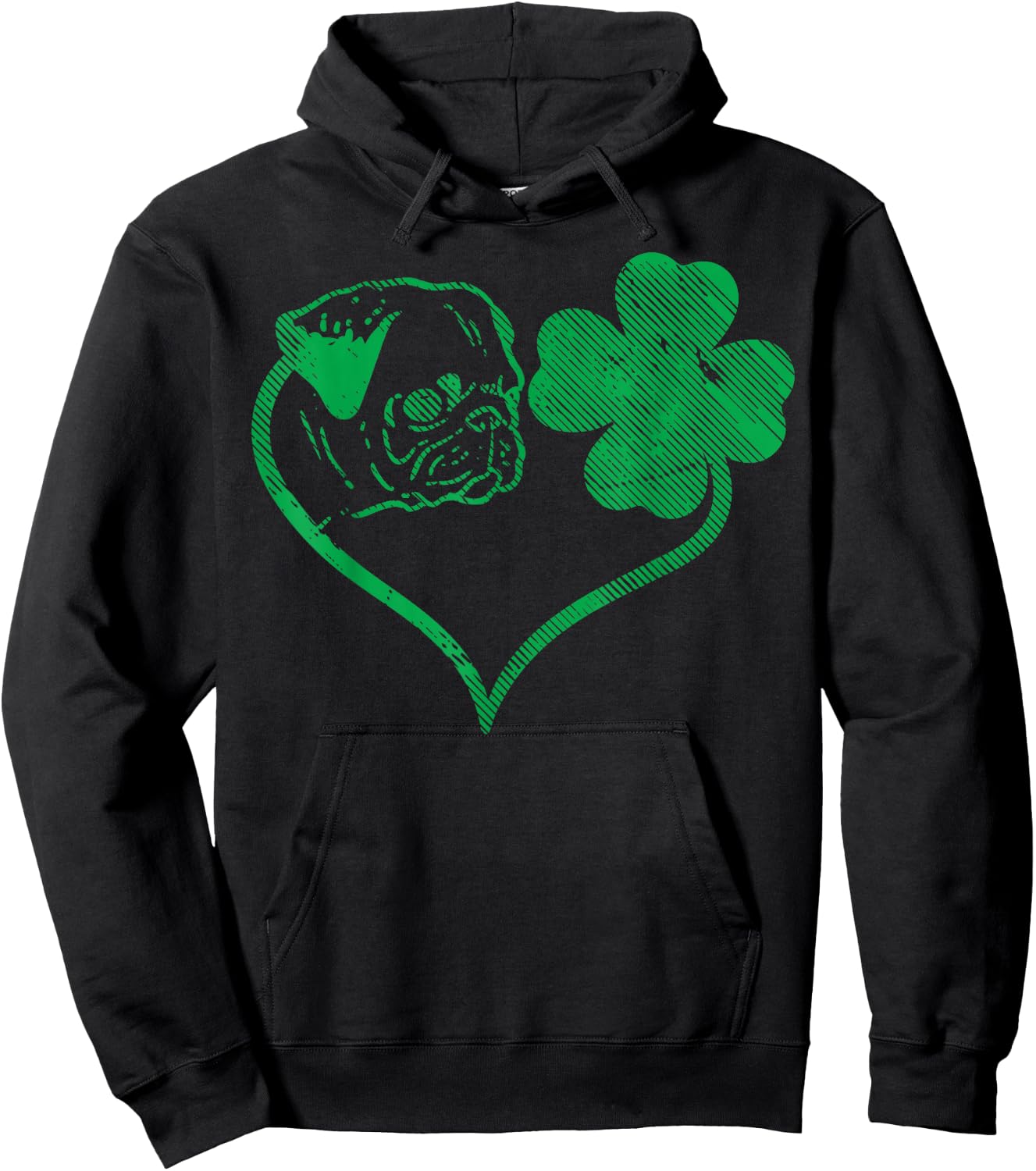 Irish Pug Face Shamrock Clover St Patricks Day Dog Owner Hoodie - Hoodie | Black