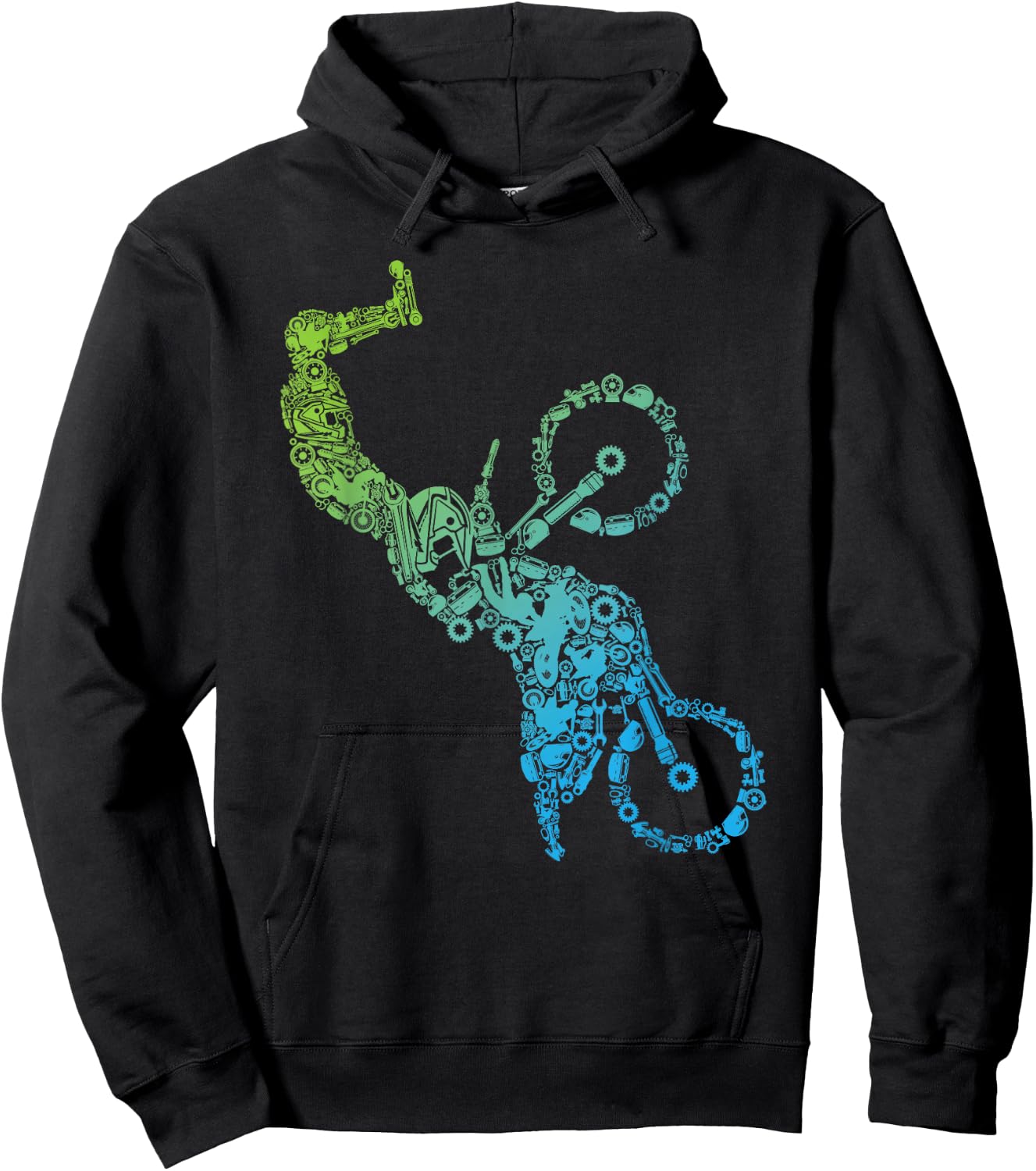 Mechanical Motocross Rider Steampunk Dirt Bike Freestyle MX Hoodie - Hoodie | Black