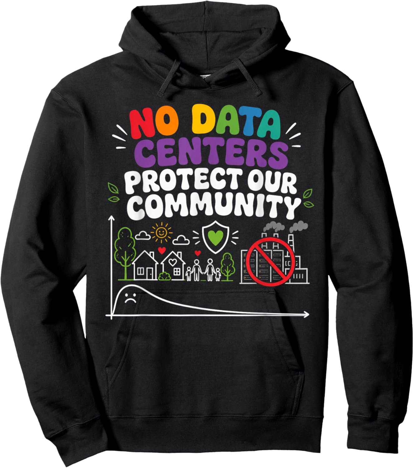 No Data Centers Protect Our Community Retro Hoodie - Hoodie | Black