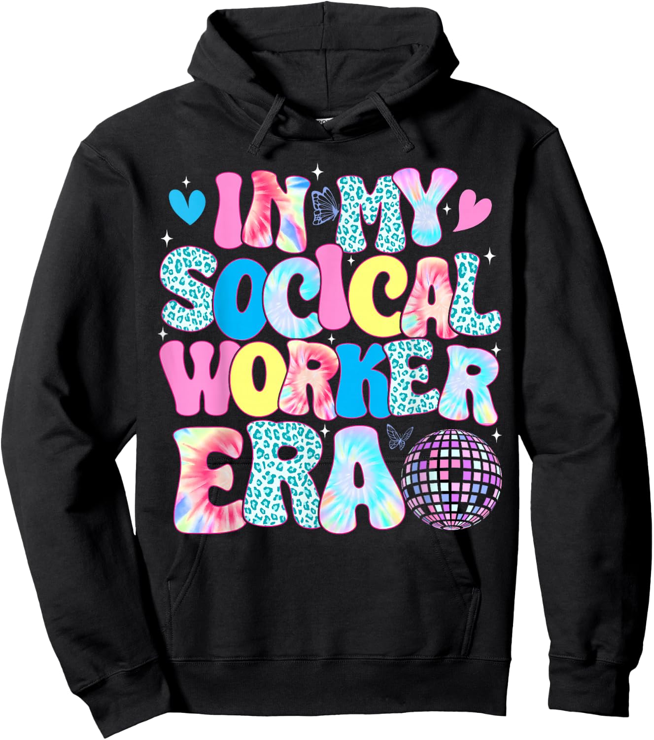 In My Social Worker Era Tie Dye Leopard Social Worker MSW Hoodie - Hoodie | Black