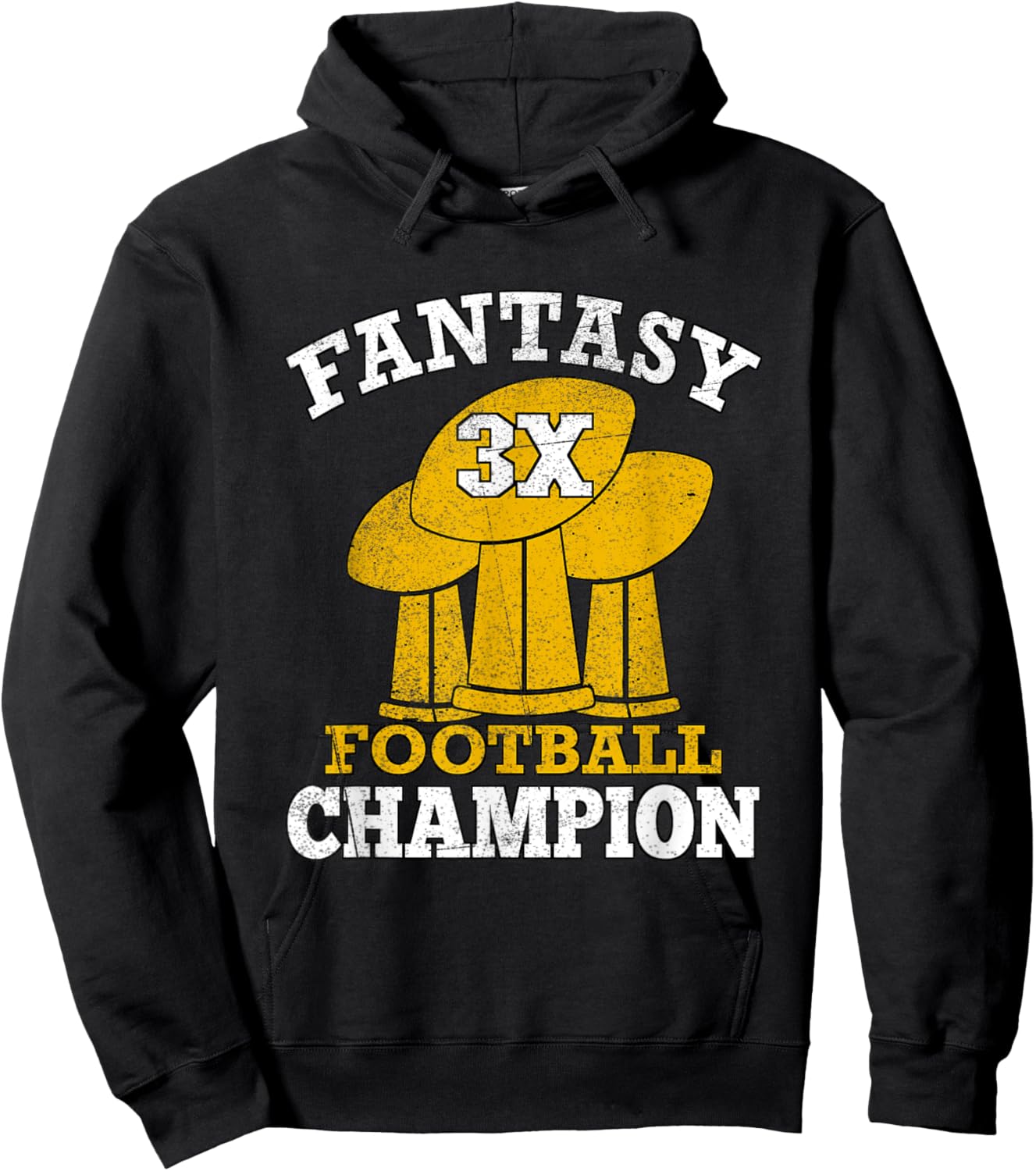 Fantasy Football 3x Champion Three Time Champ Fantasy Winner Hoodie - Hoodie | Black
