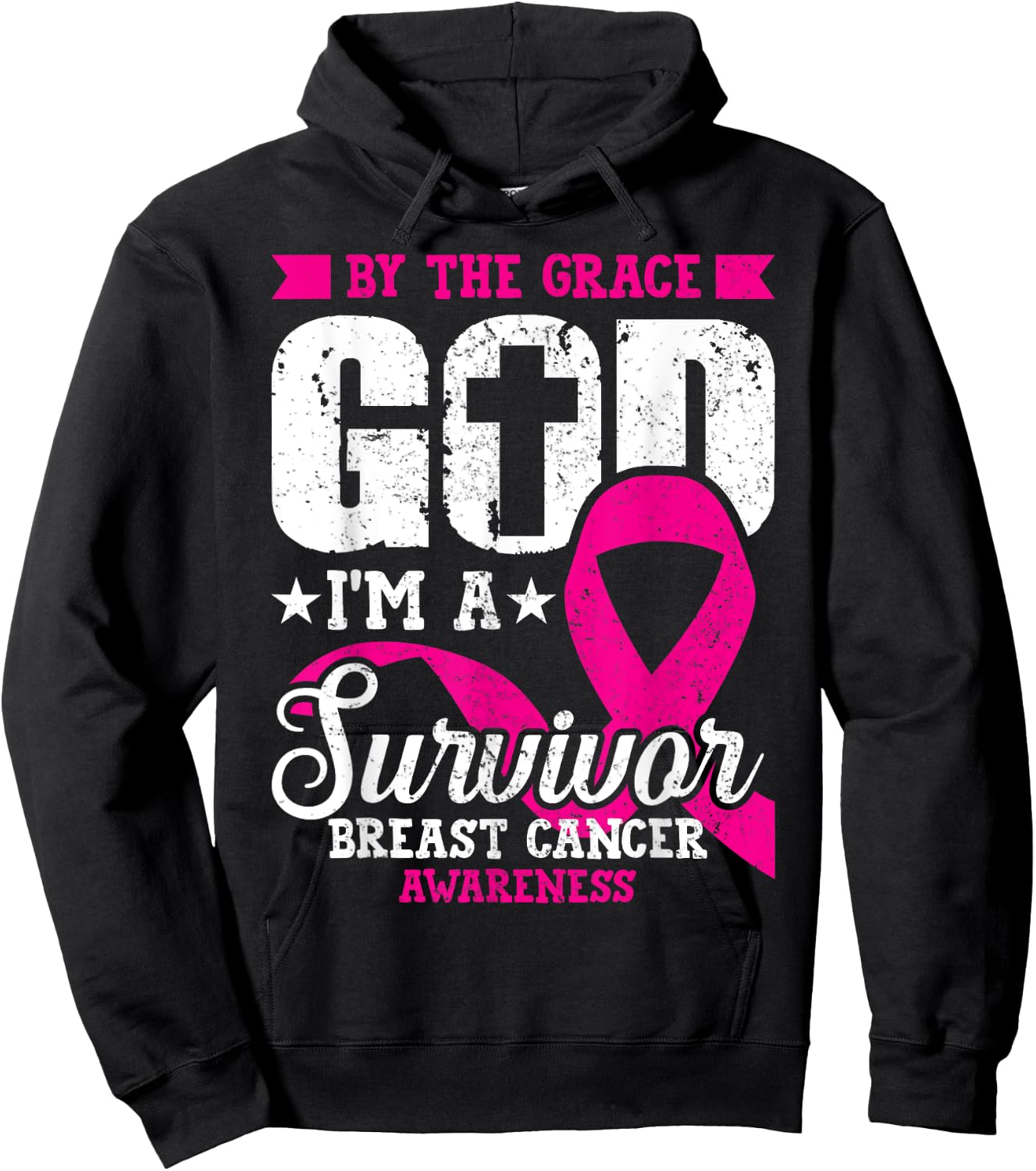 Breast Cancer Survivor By The Grace God I'm A Survivor Hoodie - Hoodie | Black