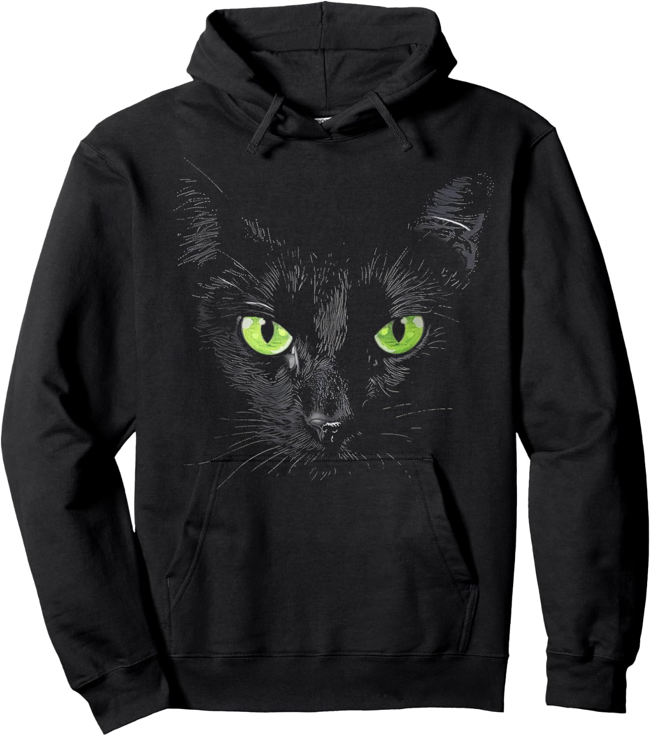 Funny Black Cat Face Green Eyes Kitten Halloween Costume Women Kids Hoodie - Hoodie | Black