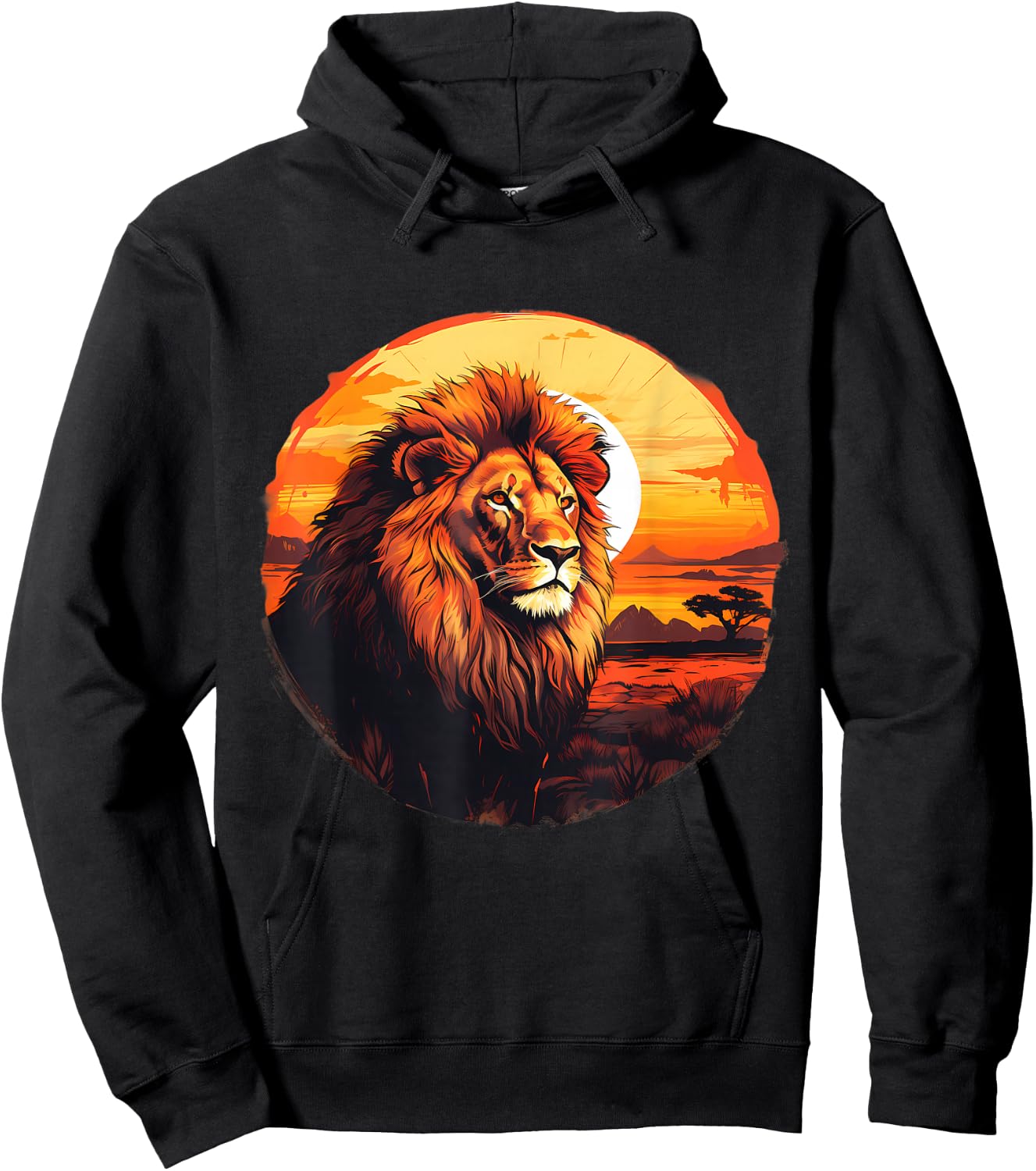 Lion Nature Wildlife African Animal Lovers Savanna Sunset Hoodie - Hoodie | Black
