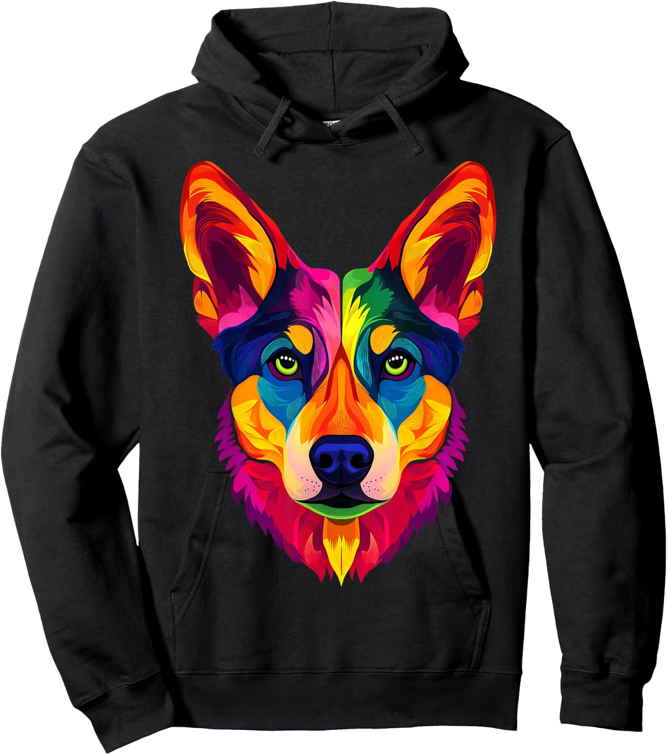 Colorful Dingo Face Ancient Australian Dog Wild Animal Black Hoodie - Hoodie | Black