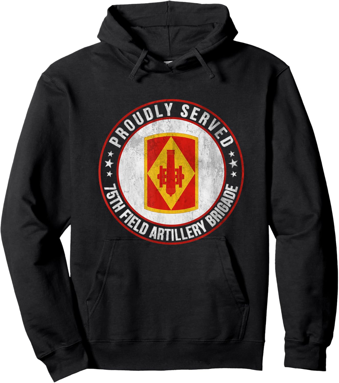 Proudly Served 75th Field Artillery Brigade Veterans Day Hoodie - Hoodie | Black
