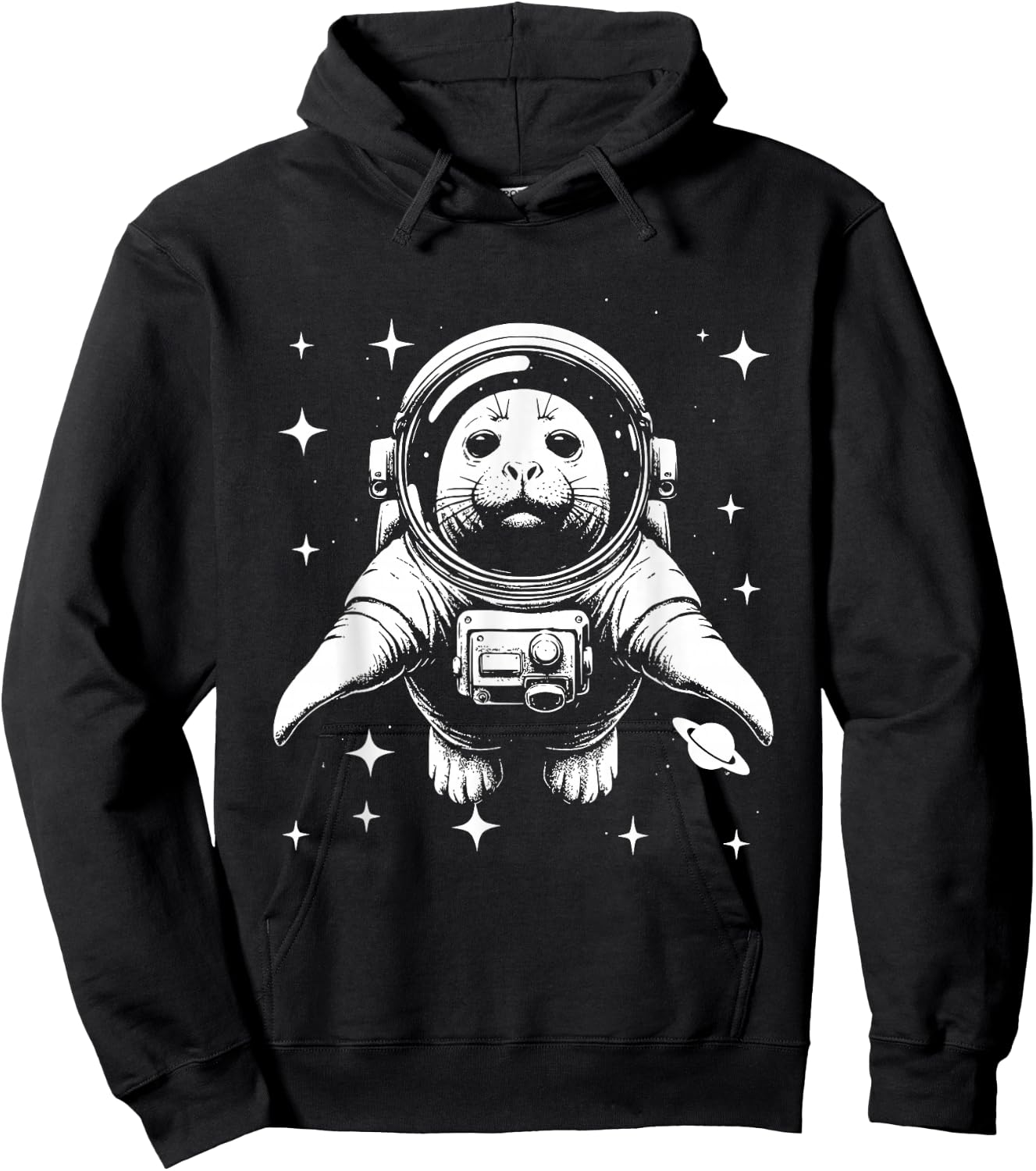 Elephant Seal Dad Mom Space - Astronaut Elephant Seal Hoodie - Hoodie | Black