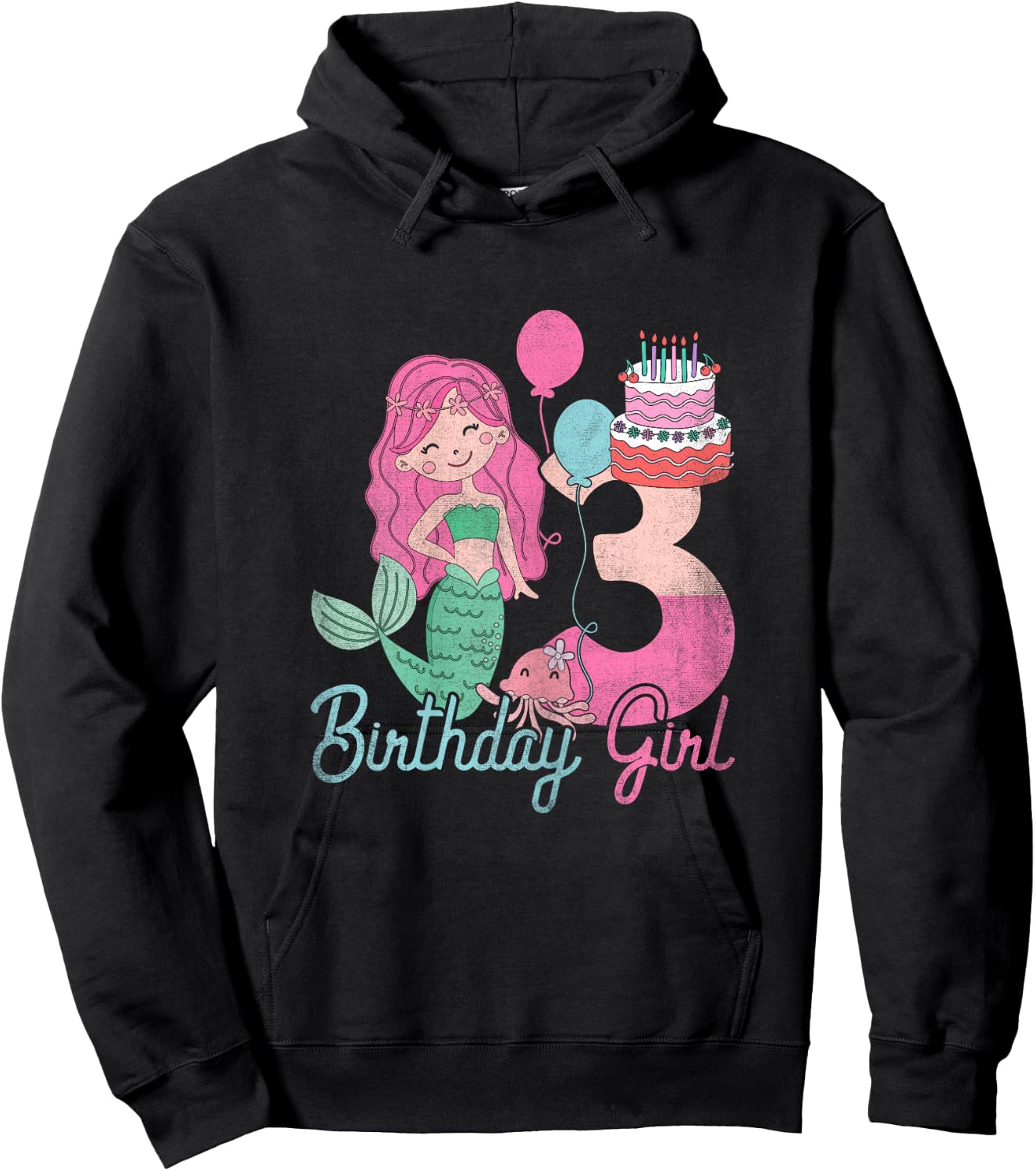 3 Years Old Birthday Girl Gifts Mermaid 3rd Birthday Hoodie - Hoodie | Black