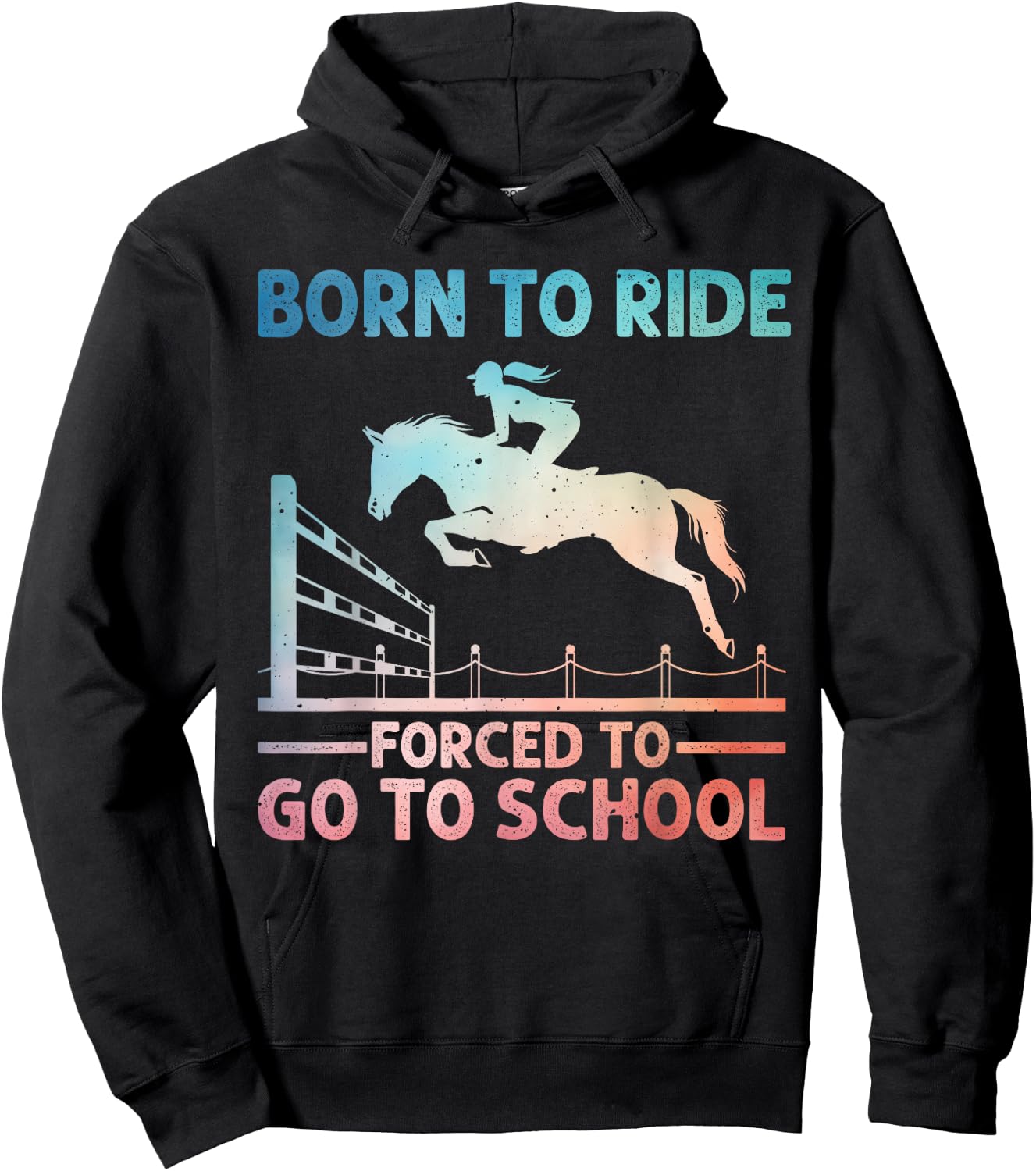 Horse Racing Art For Kids Boys Girls Horse Lover Equestrian Hoodie - Hoodie | Black
